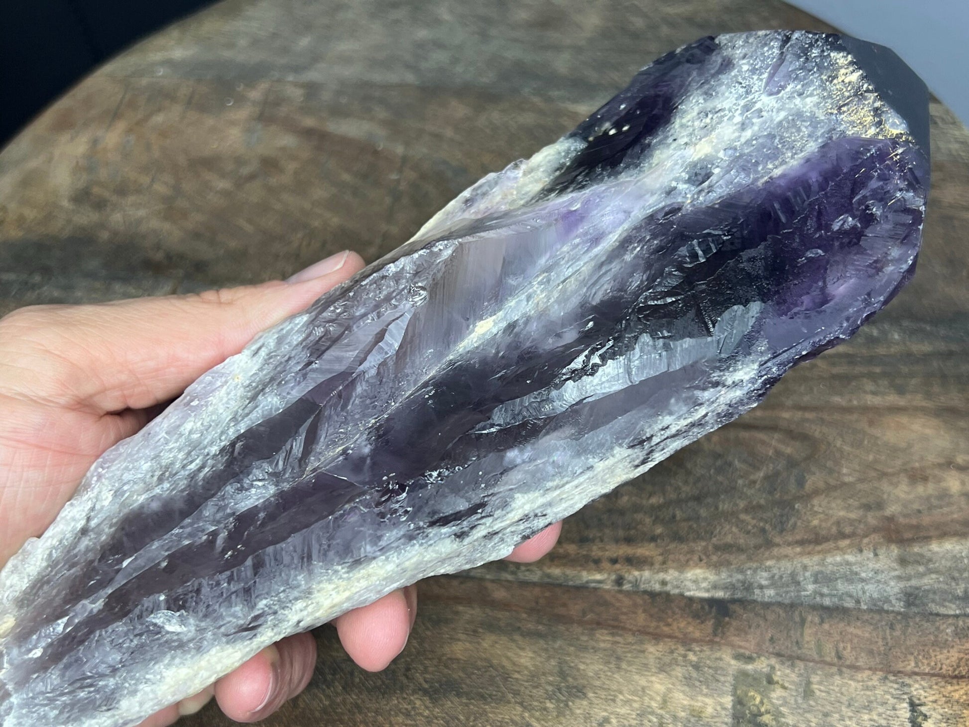 AA Quality, Dragon's Tooth Amethyst, Brazilian Amethyst Wand 3lb 3oz over 9inches long