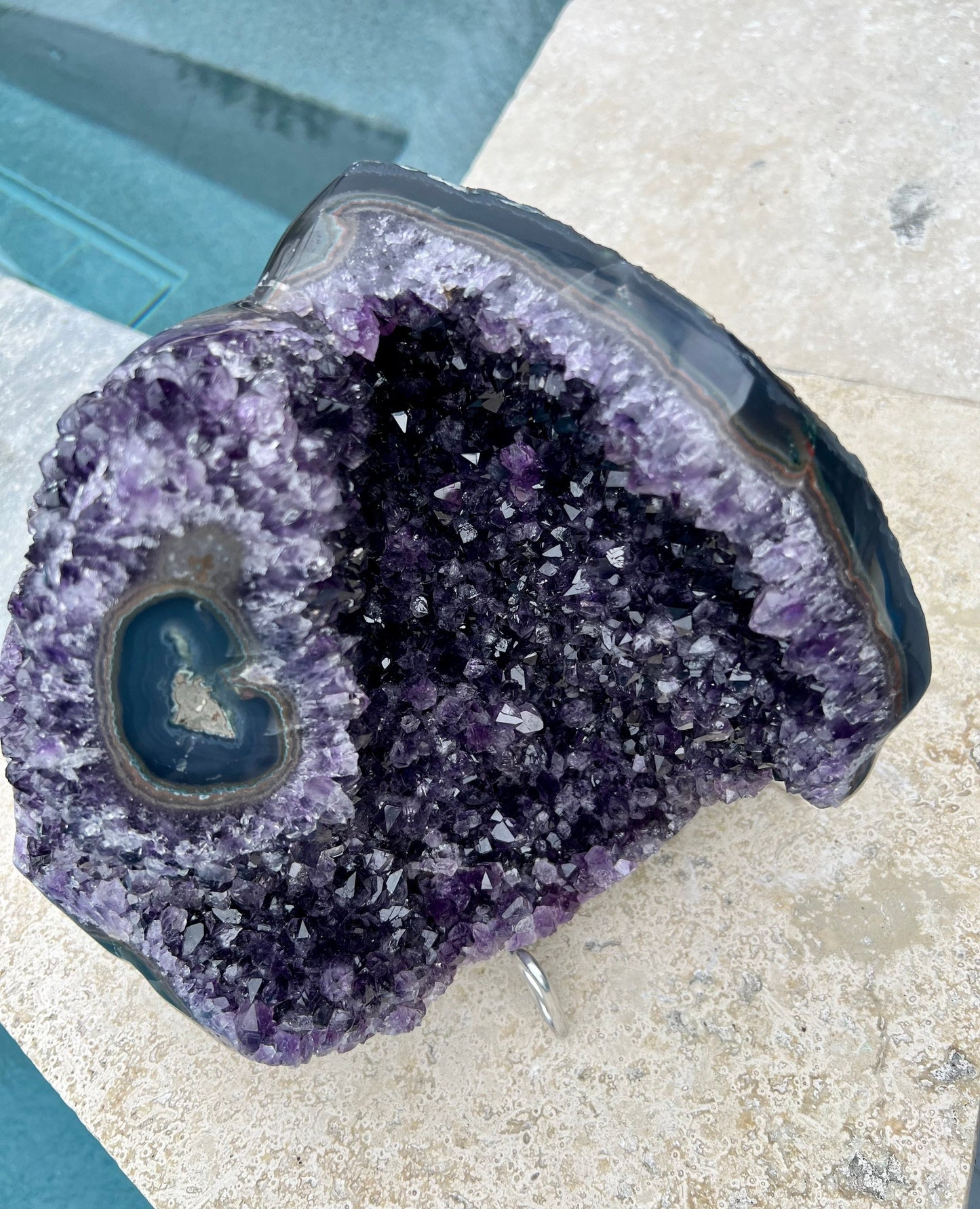 Large Amethyst Uruguayan  Extra Quality 16.92pounds Deep Purple nicely polished edges