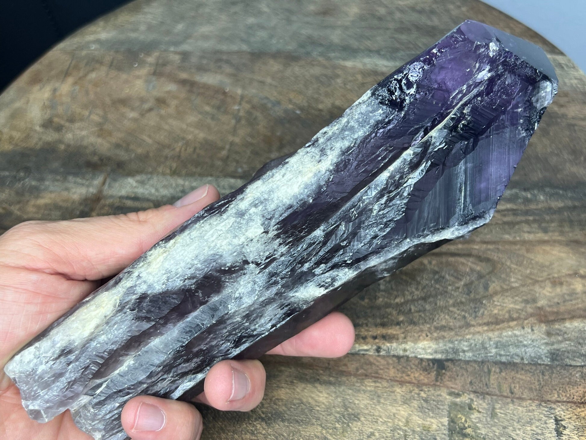 AA Quality, Dragon's Tooth Amethyst, Brazilian Amethyst Wand 3lb 3oz over 9inches long