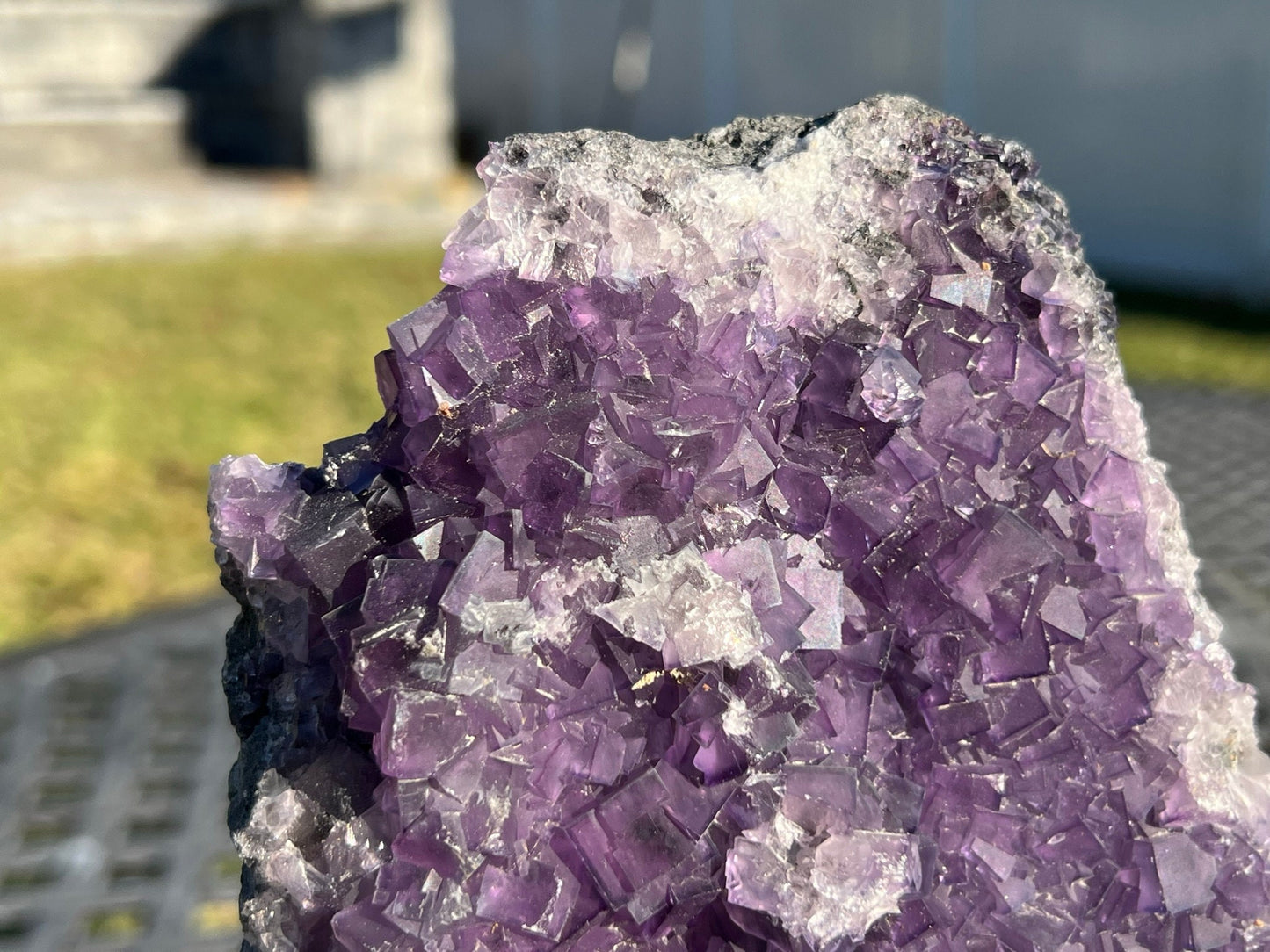 Purple Cubed Waterfall Fluorite Crystal Cluster 6lb 12oz Self Standing Amazing Quality