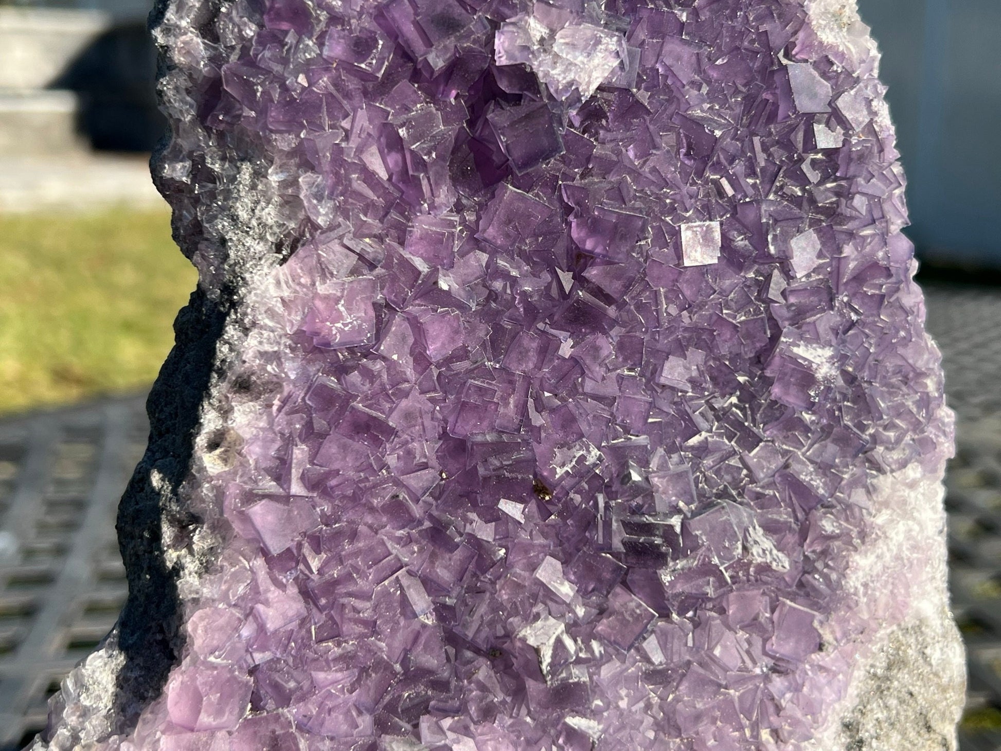 Purple Cubed Waterfall Fluorite Crystal Cluster 6lb 12oz Self Standing Amazing Quality