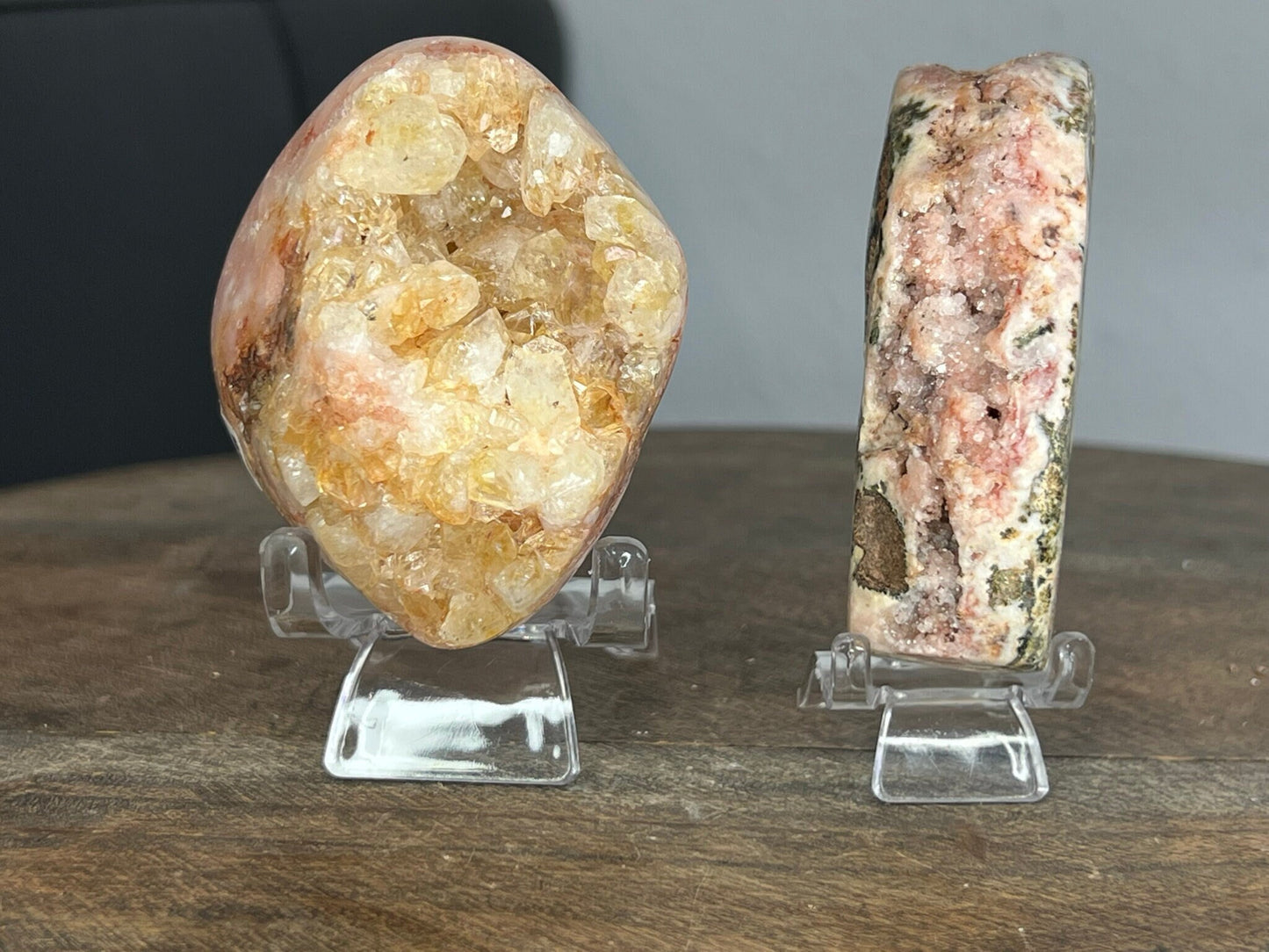 2 Piece Pink Amethyst  Polished Cluster Crystal Set 340g total weight from Brazil