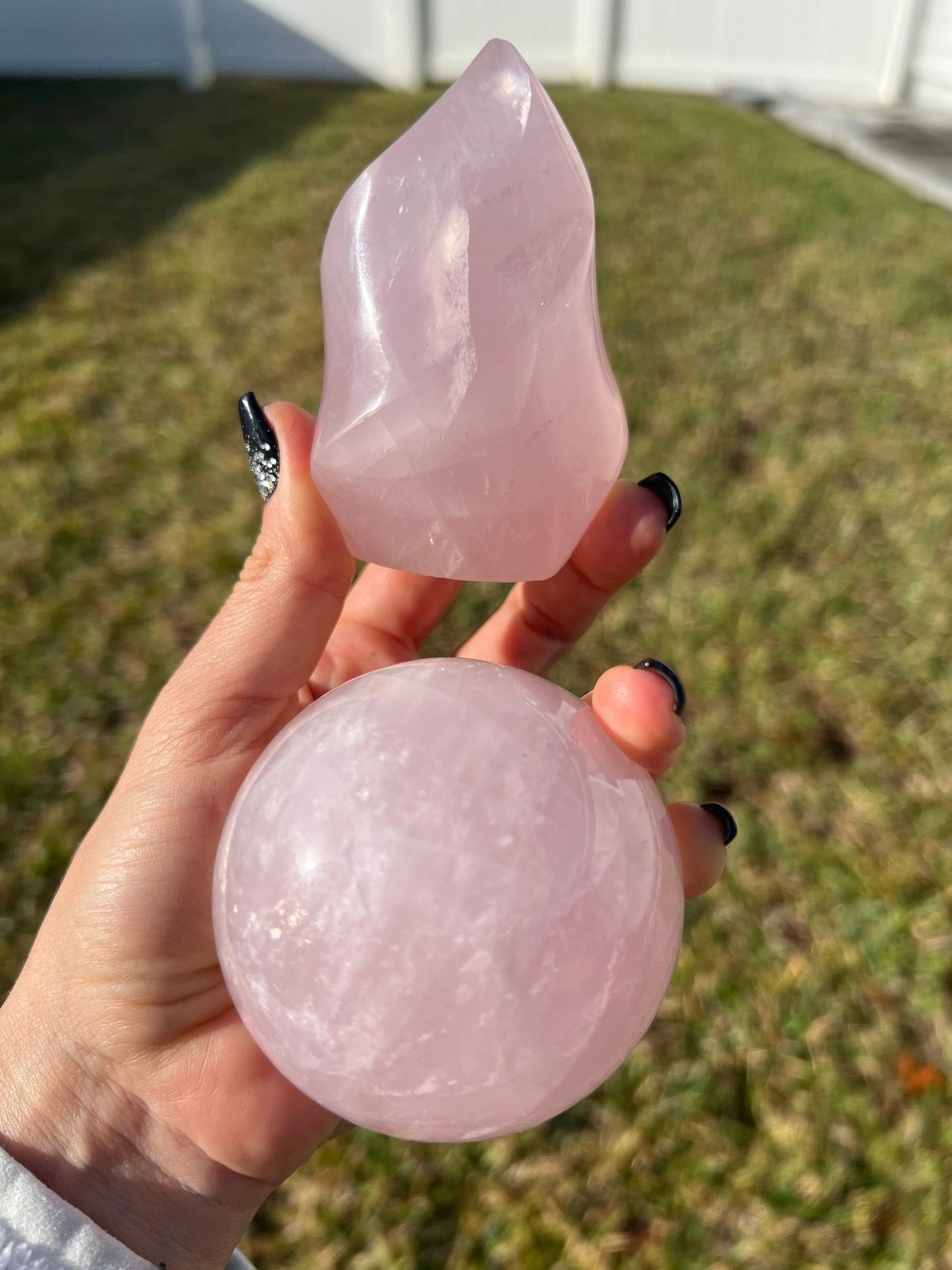 Rose Quartz sphere and flame