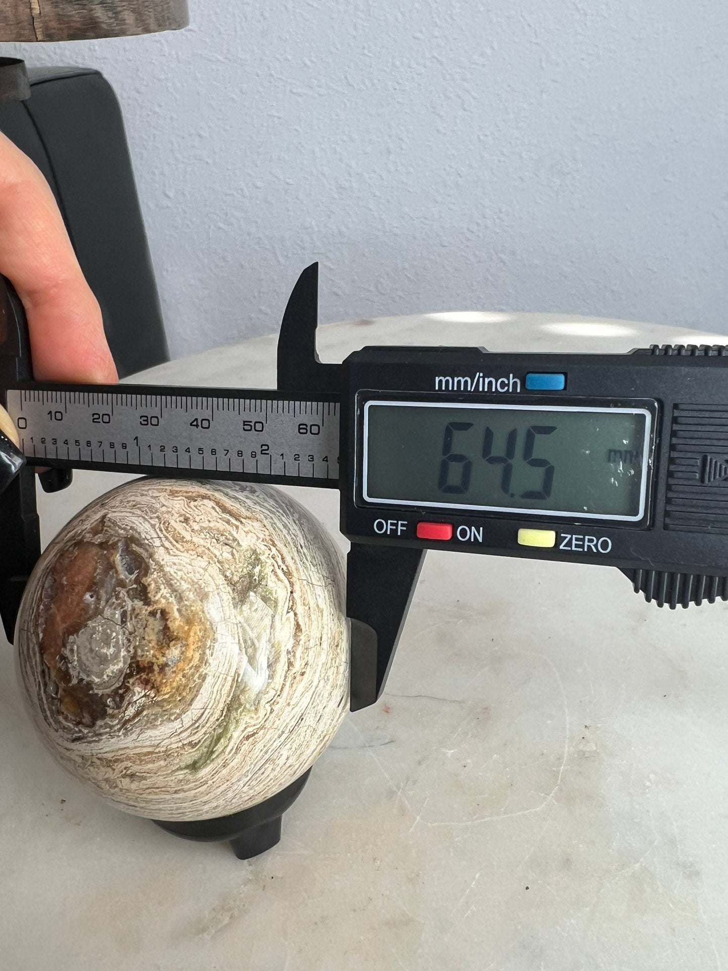Petrified wood sphere 11oz and 64mm from Madagascar