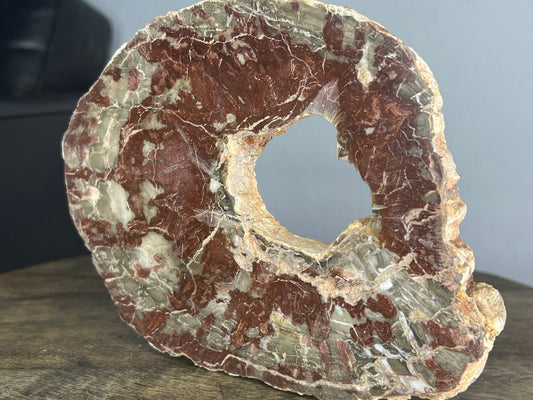 Petrified Wood 1lb 11oz from Madagascar with a happy little natural hole