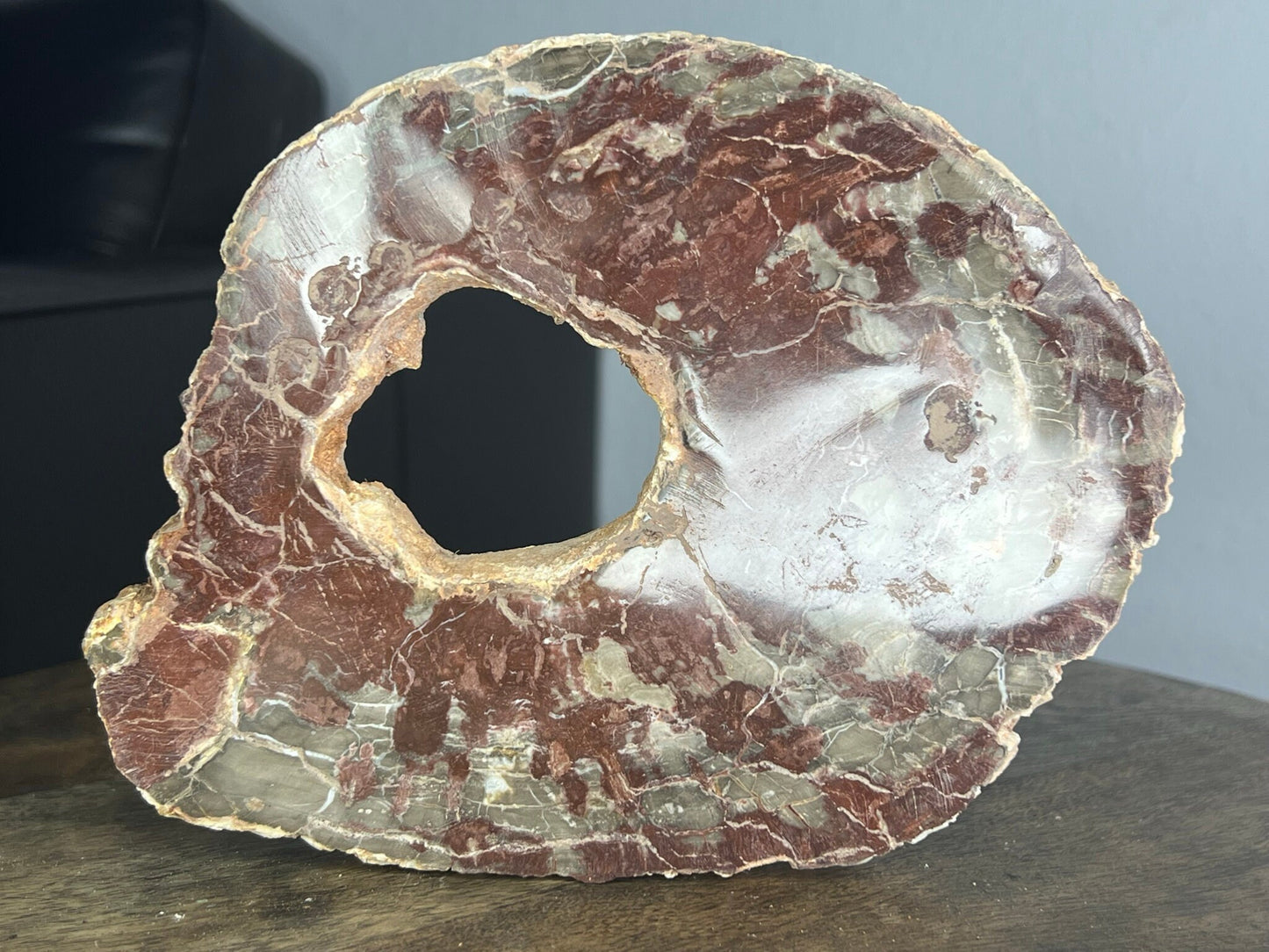 Petrified Wood 1lb 11oz from Madagascar with a happy little natural hole