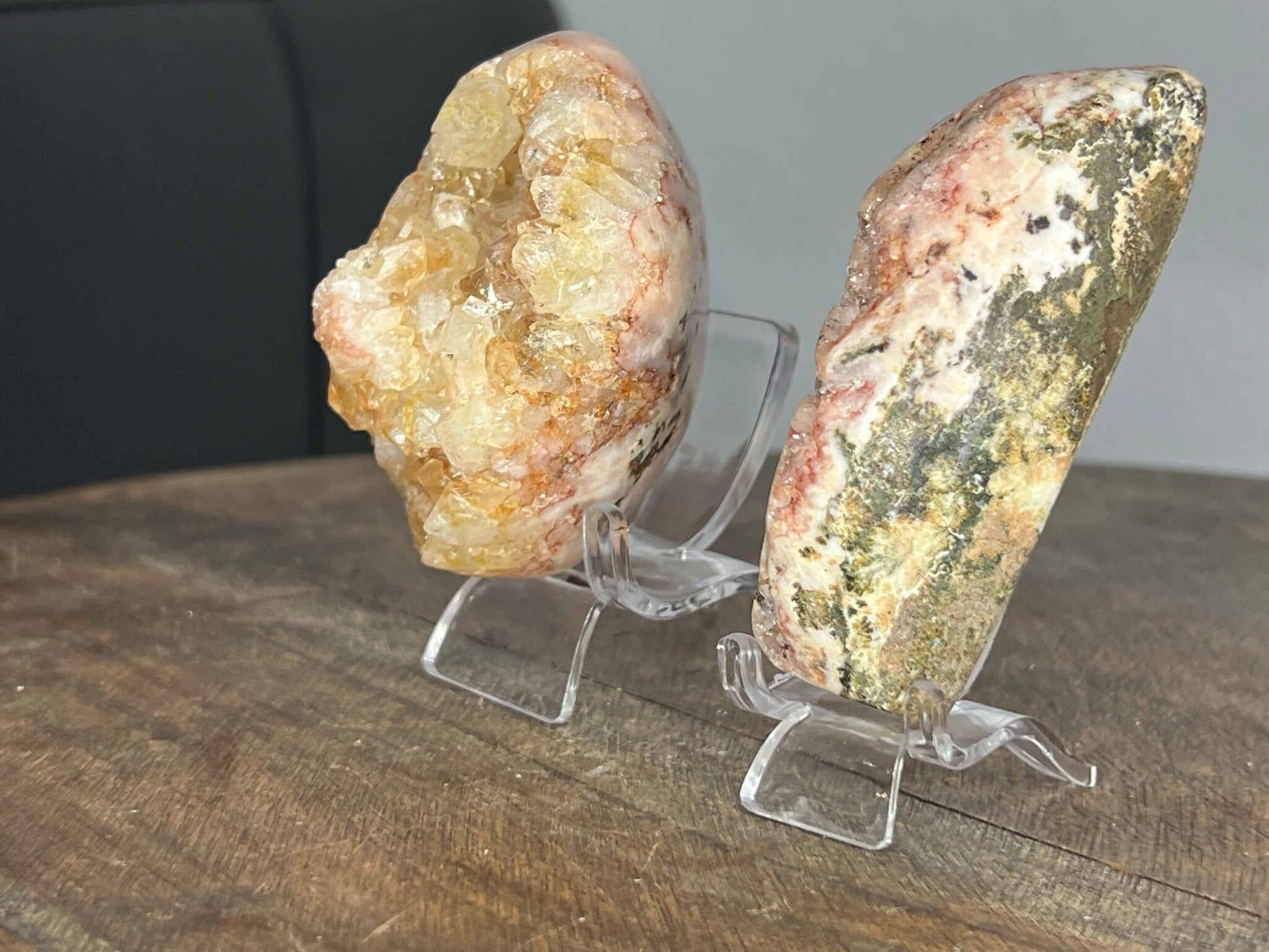 2 Piece Pink Amethyst  Polished Cluster Crystal Set 340g total weight from Brazil