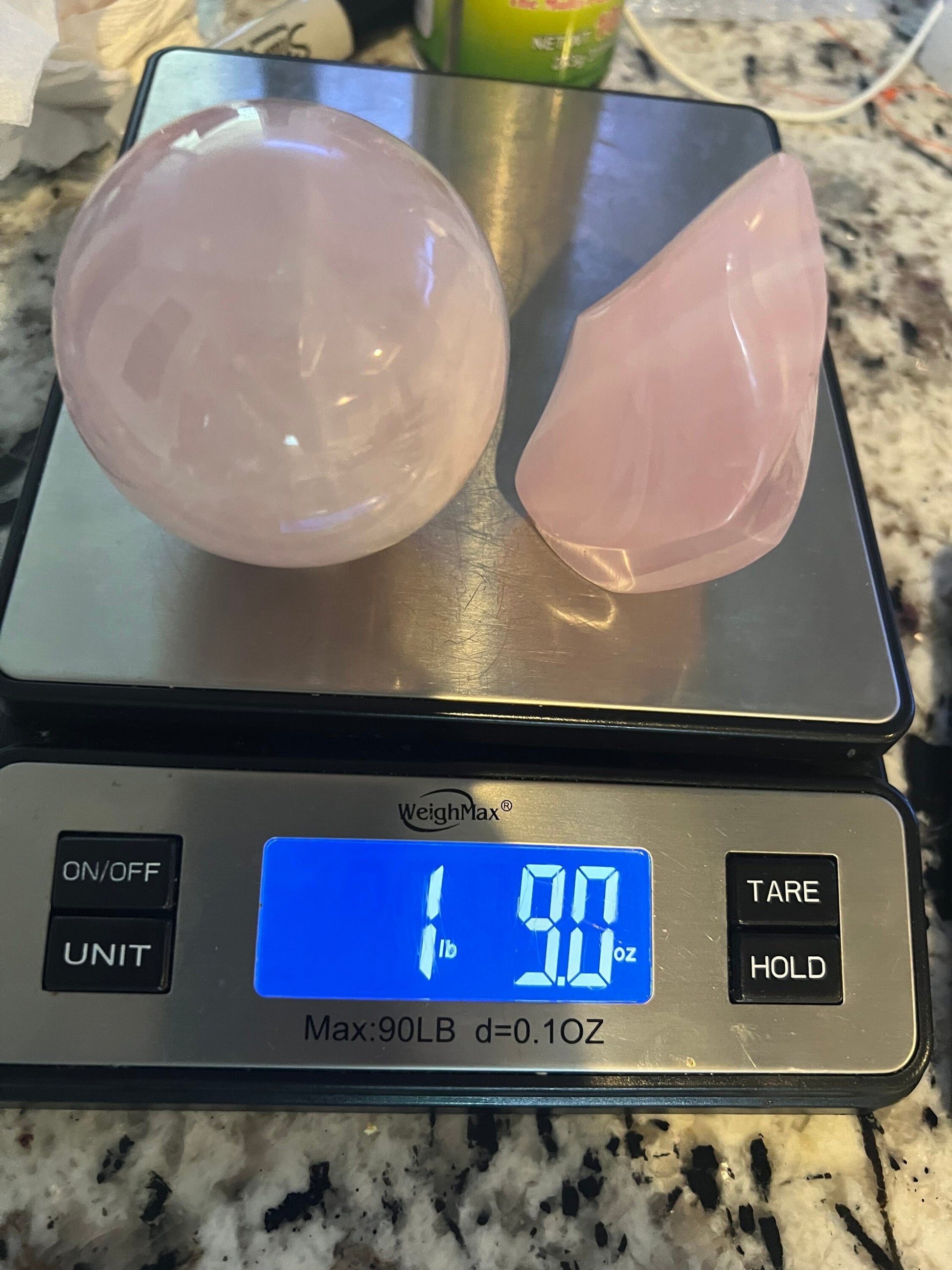 Rose Quartz sphere and flame