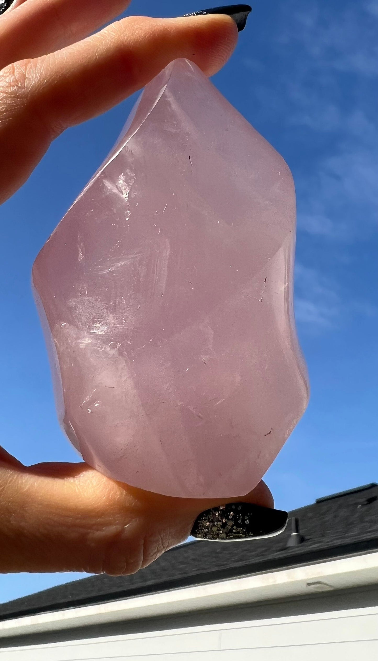 Rose Quartz sphere and flame