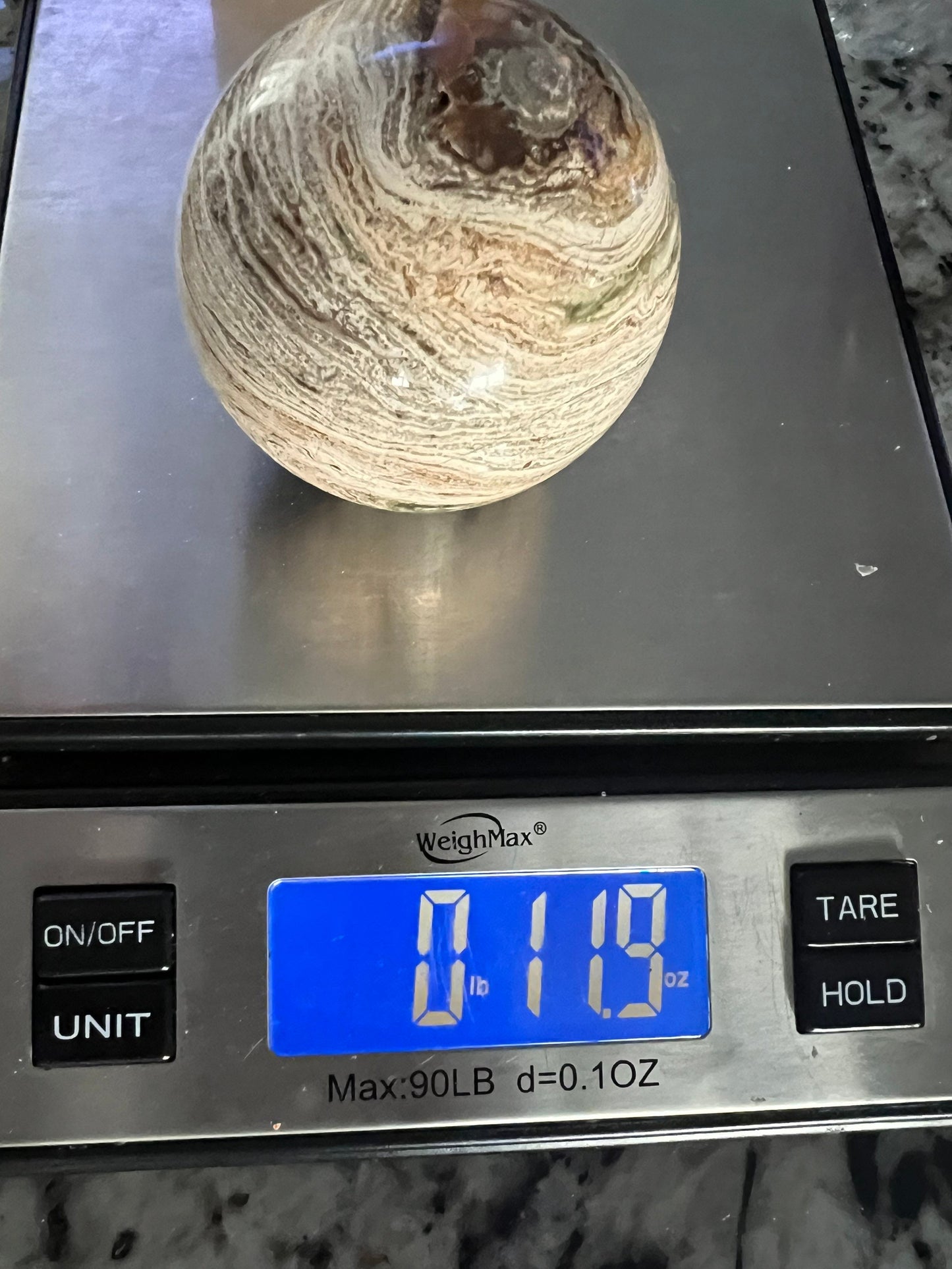 Petrified wood sphere 11oz and 64mm from Madagascar
