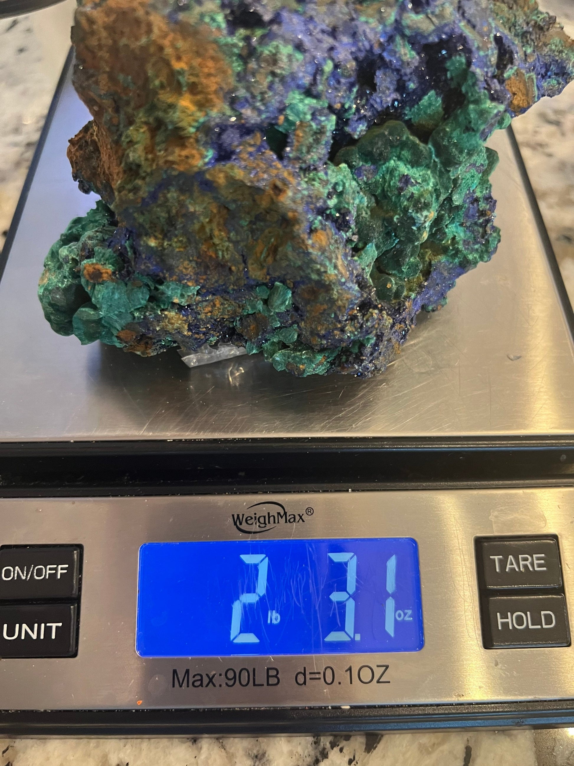 Azurite Malachite 2lbs 2oz raw cluster| Azurite and Malachite Crystal