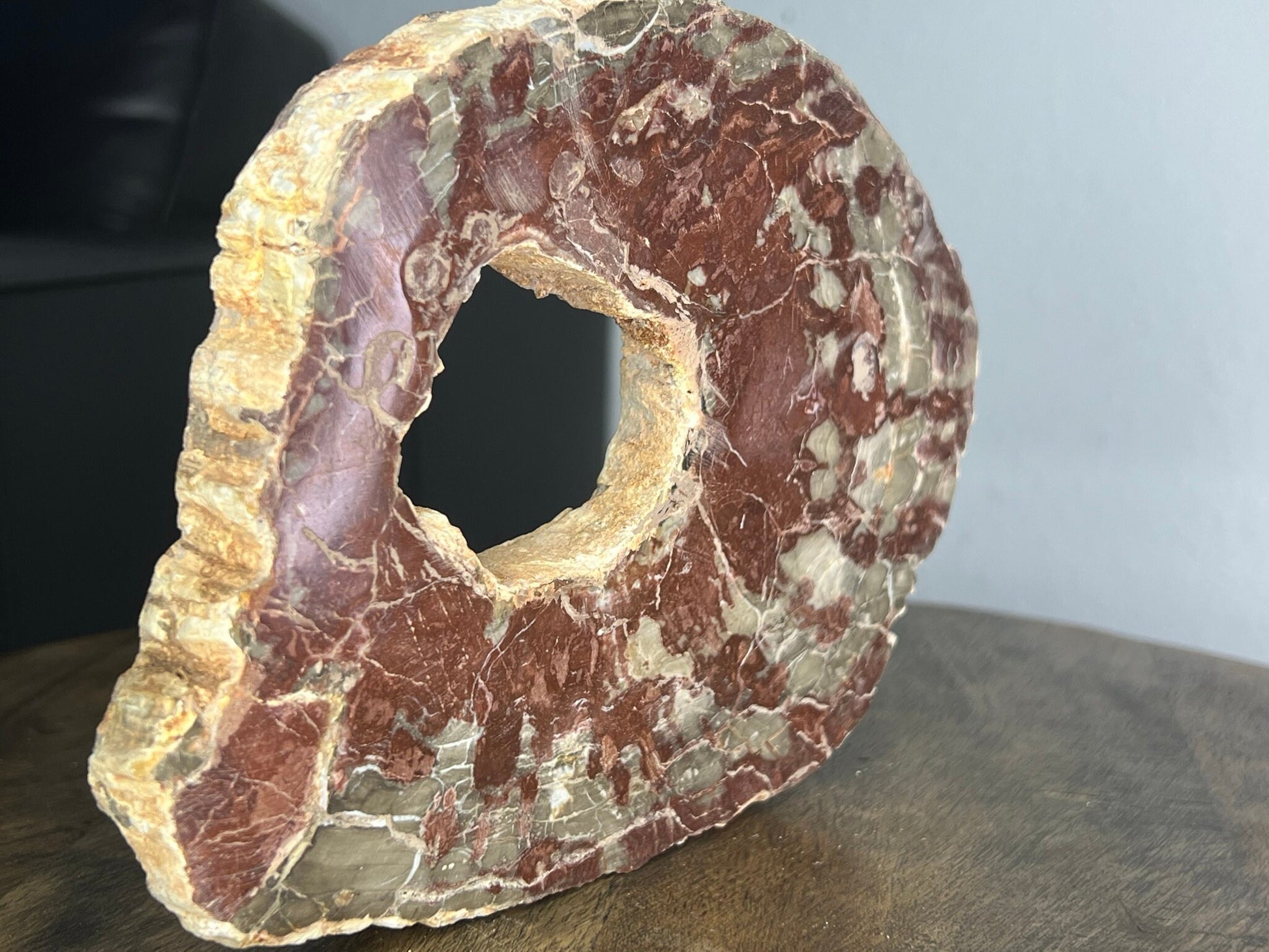 Petrified Wood 1lb 11oz from Madagascar with a happy little natural hole