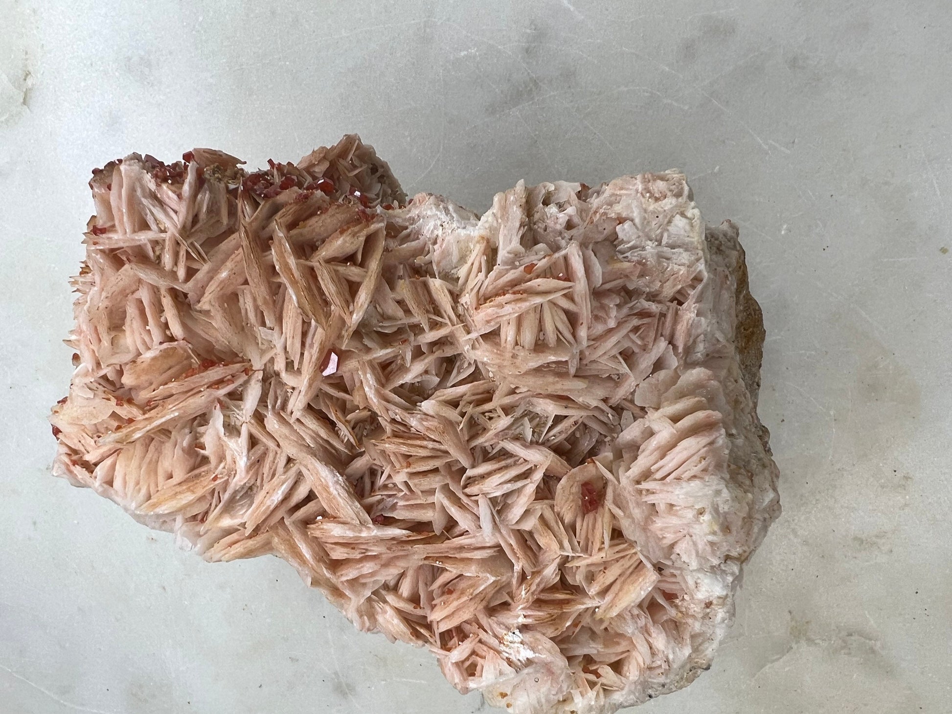 Vanadinite Crystal On Baryte 1lb 7oz from Morocco.
