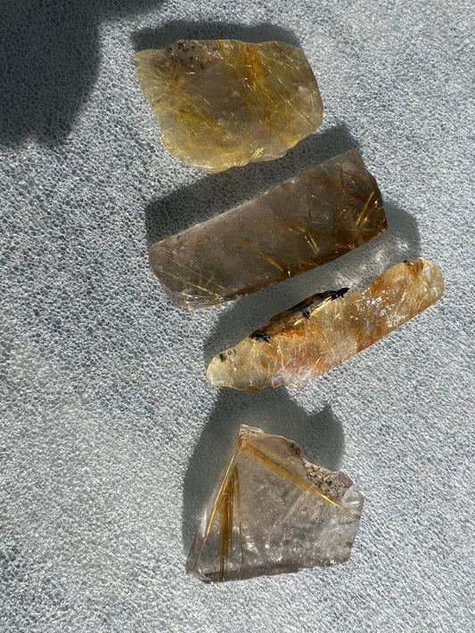 Golden Rutile Quartz set of 4 in picture total weight 138grams