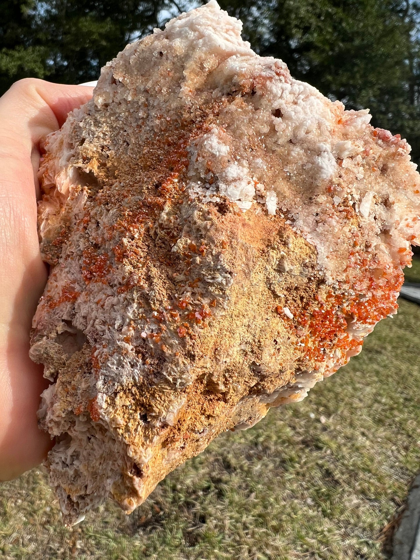 Vanadinite Crystal On Baryte 1lb 13oz from Morocco.