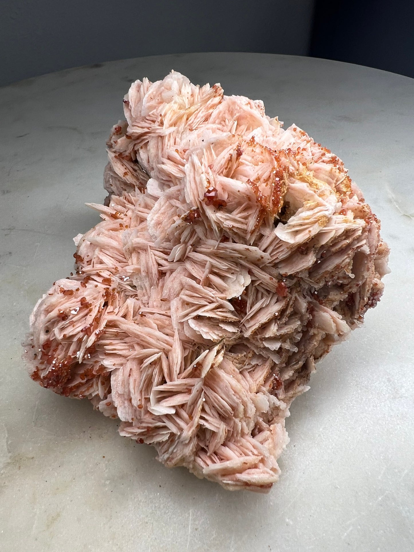 Vanadinite Crystal On Baryte 1lb 13oz from Morocco.
