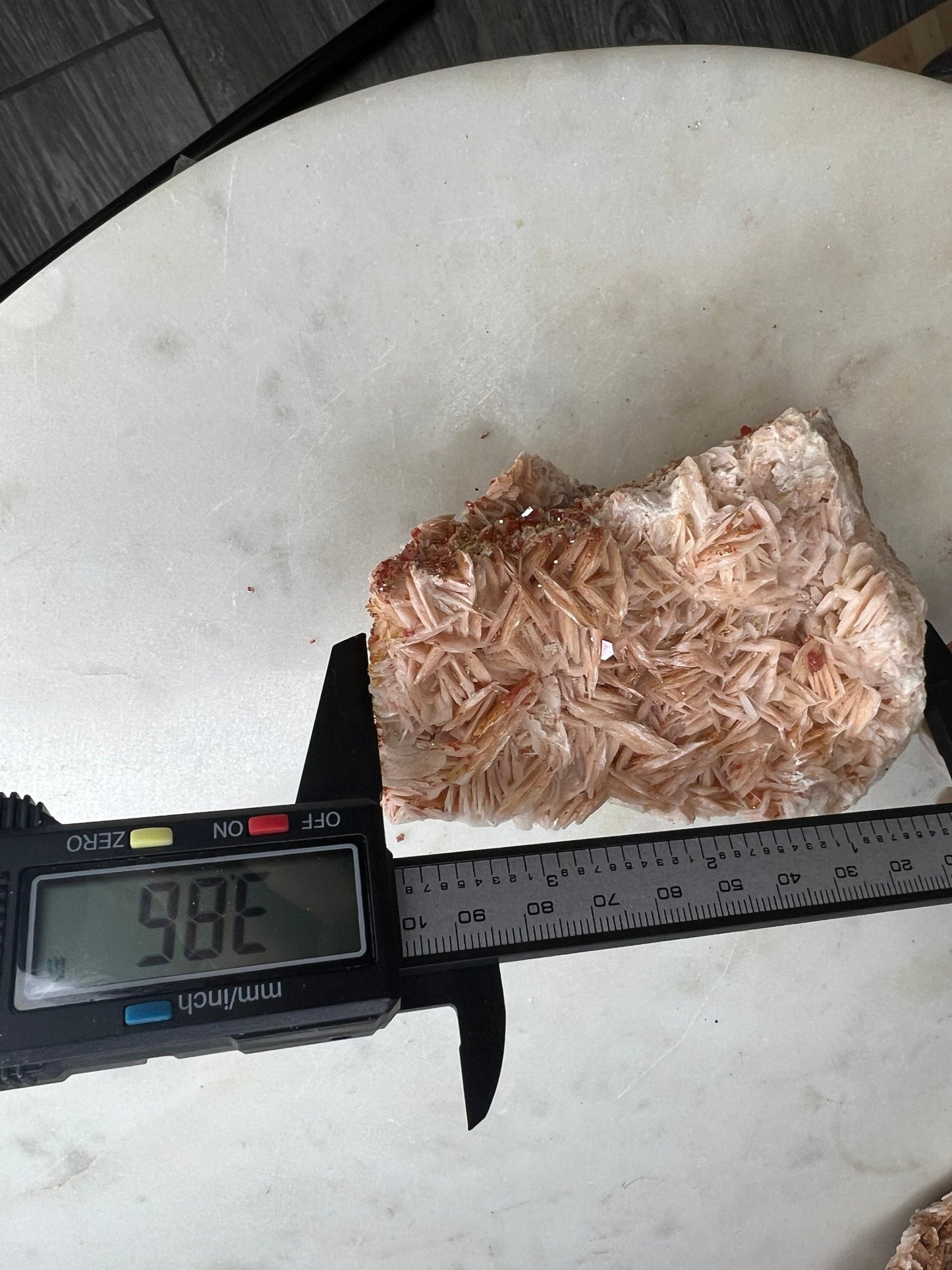 Vanadinite Crystal On Baryte 1lb 7oz from Morocco.