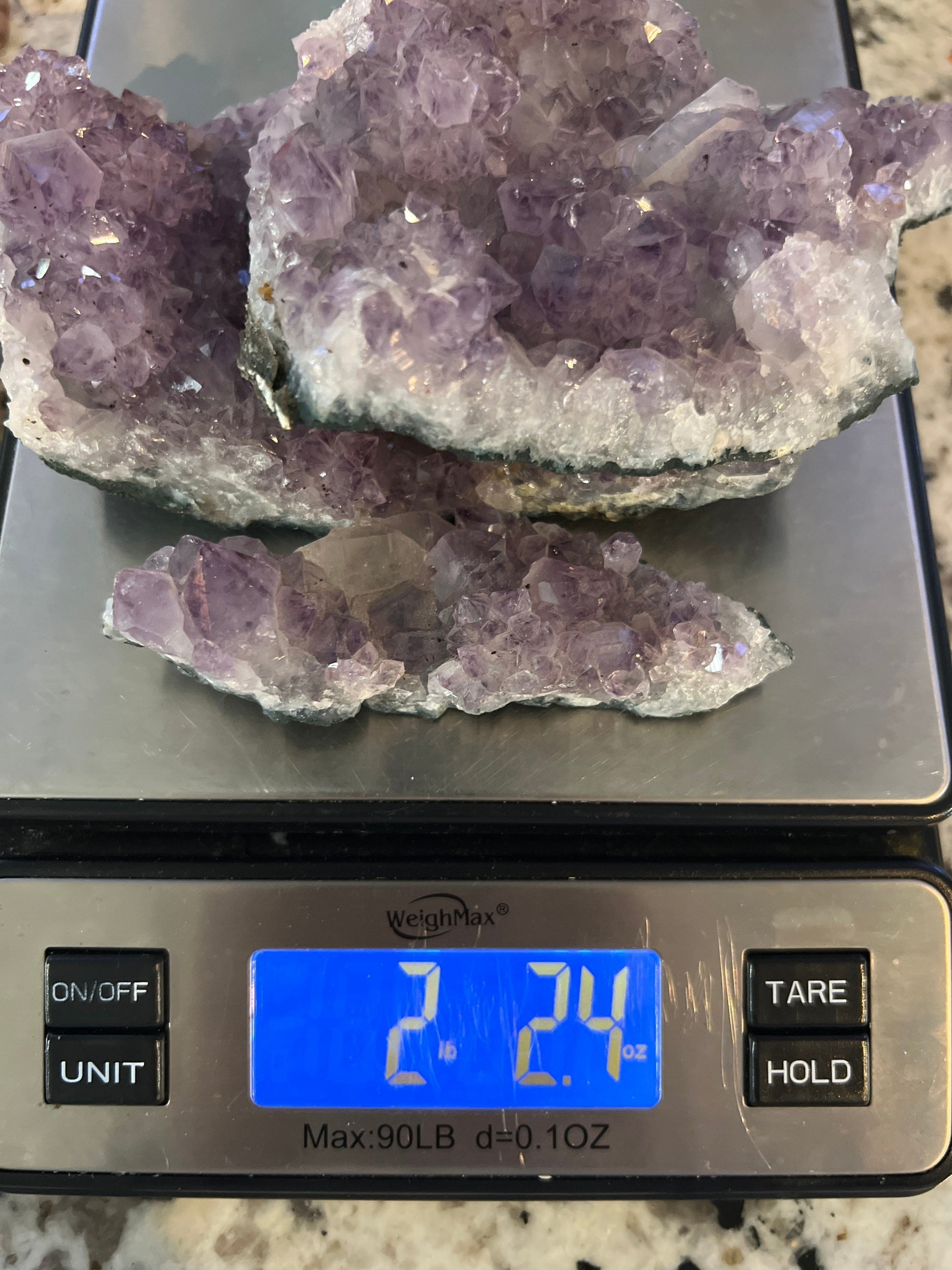 Amethyst cluster 2 pounds 2oz total of 3 clusters
