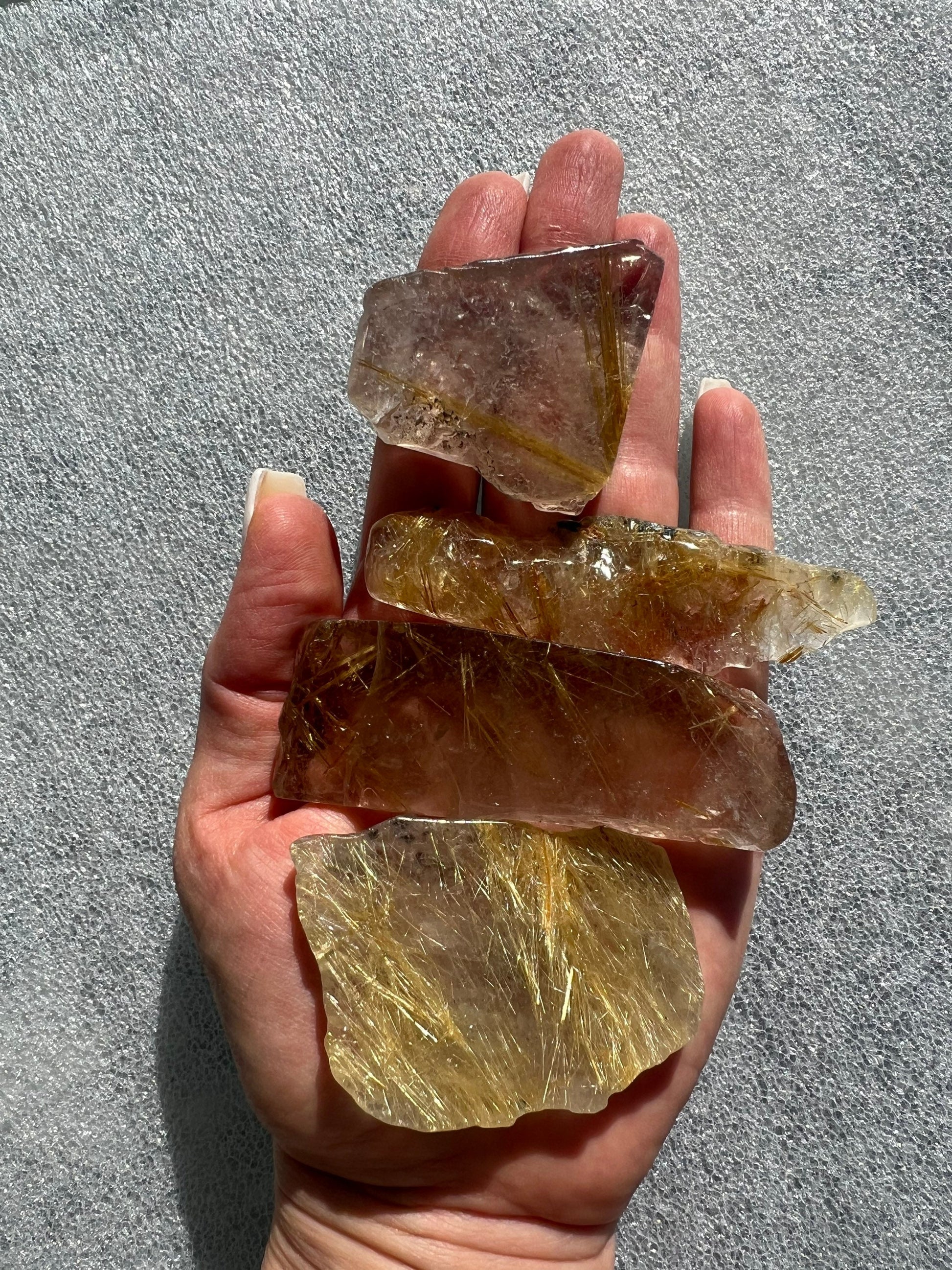 Golden Rutile Quartz set of 4 in picture total weight 138grams