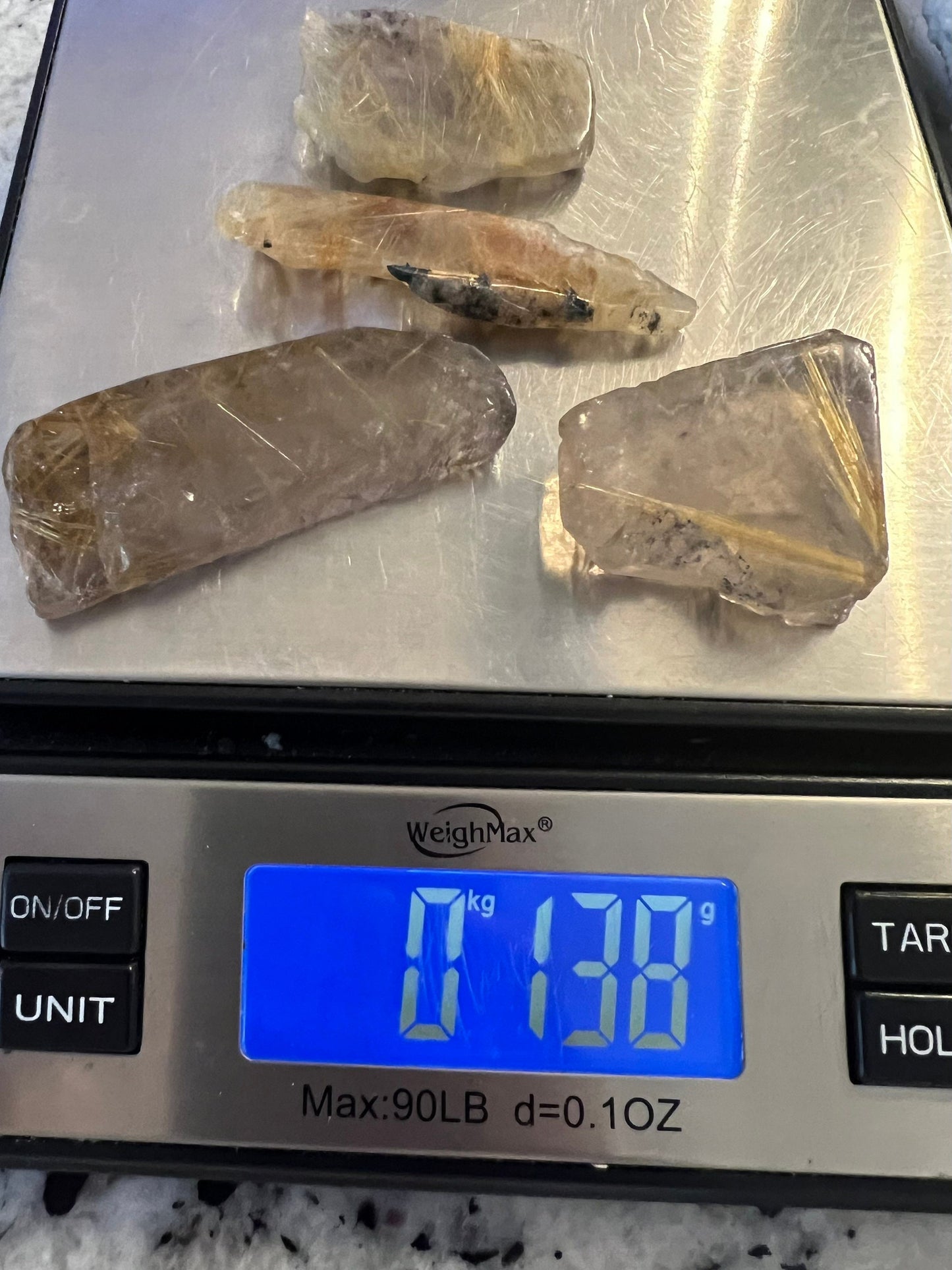 Golden Rutile Quartz set of 4 in picture total weight 138grams