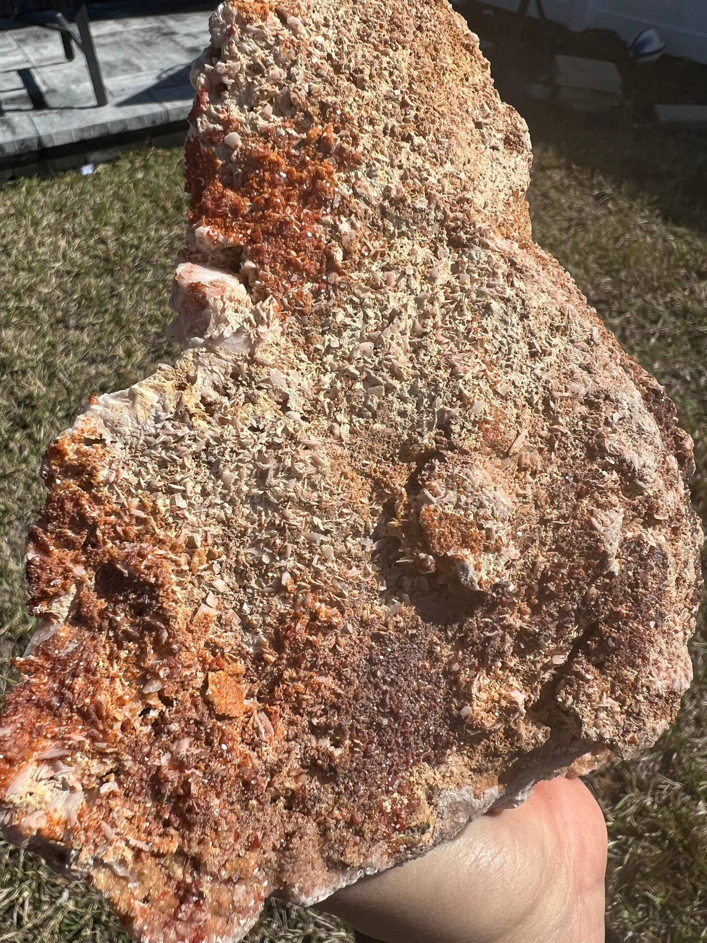 Vanadinite crystals on Baryte 5 pounds 14oz cluster.