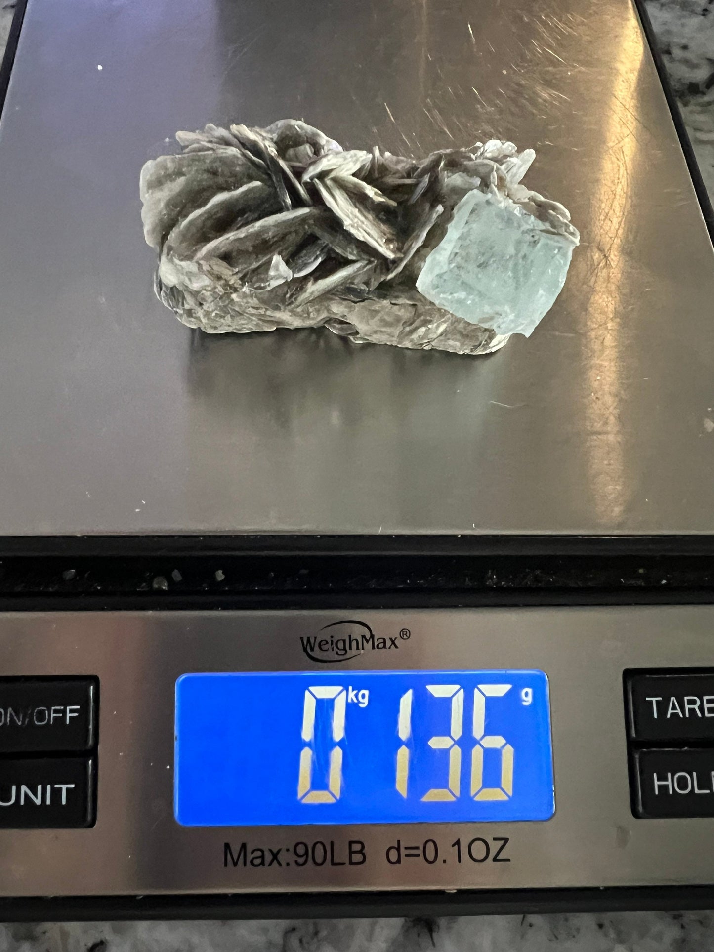 Aquamarine in Muscovite matrix cluster 136grams