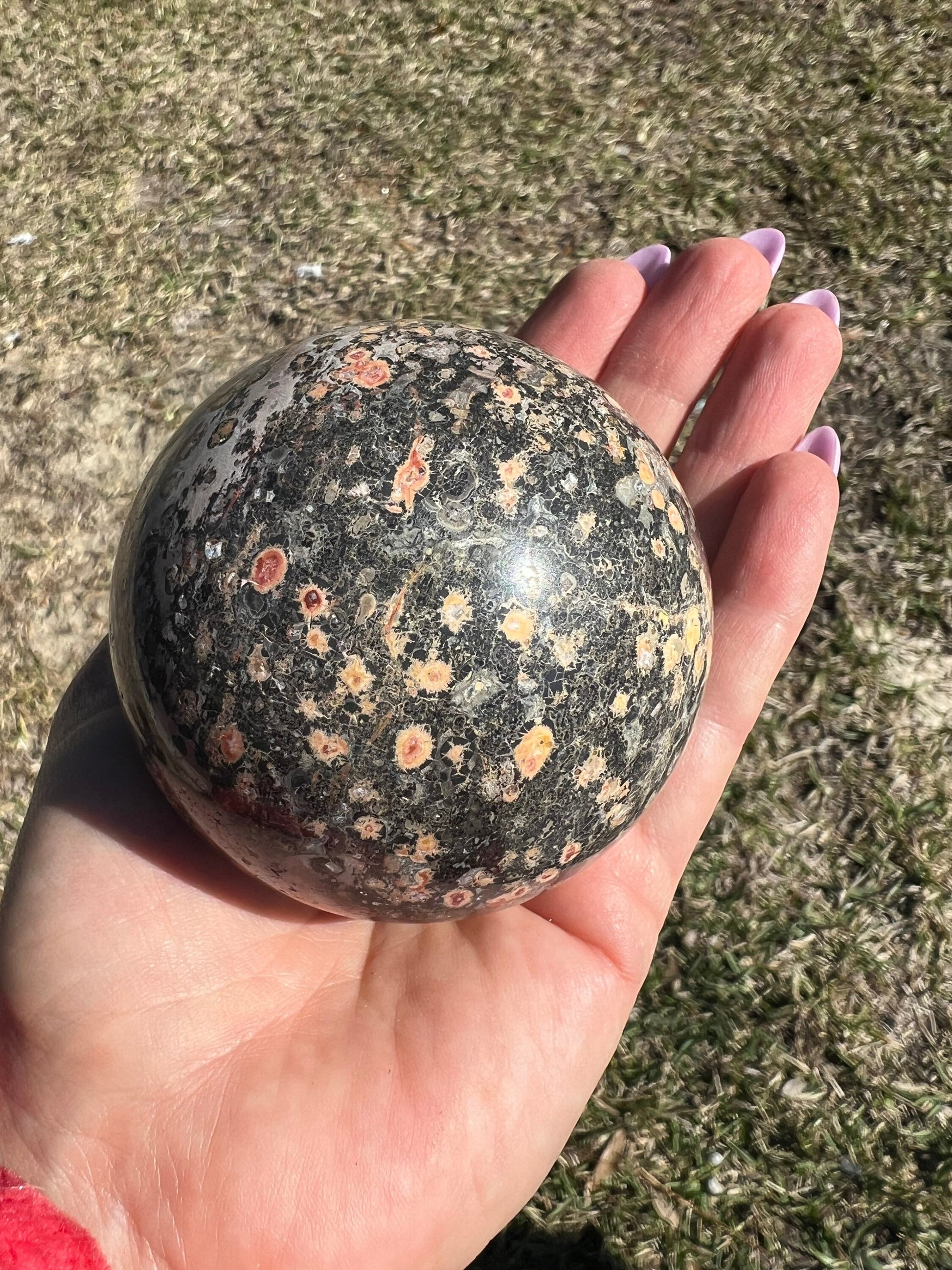 Leopard skin jasper 71mm sphere 434g