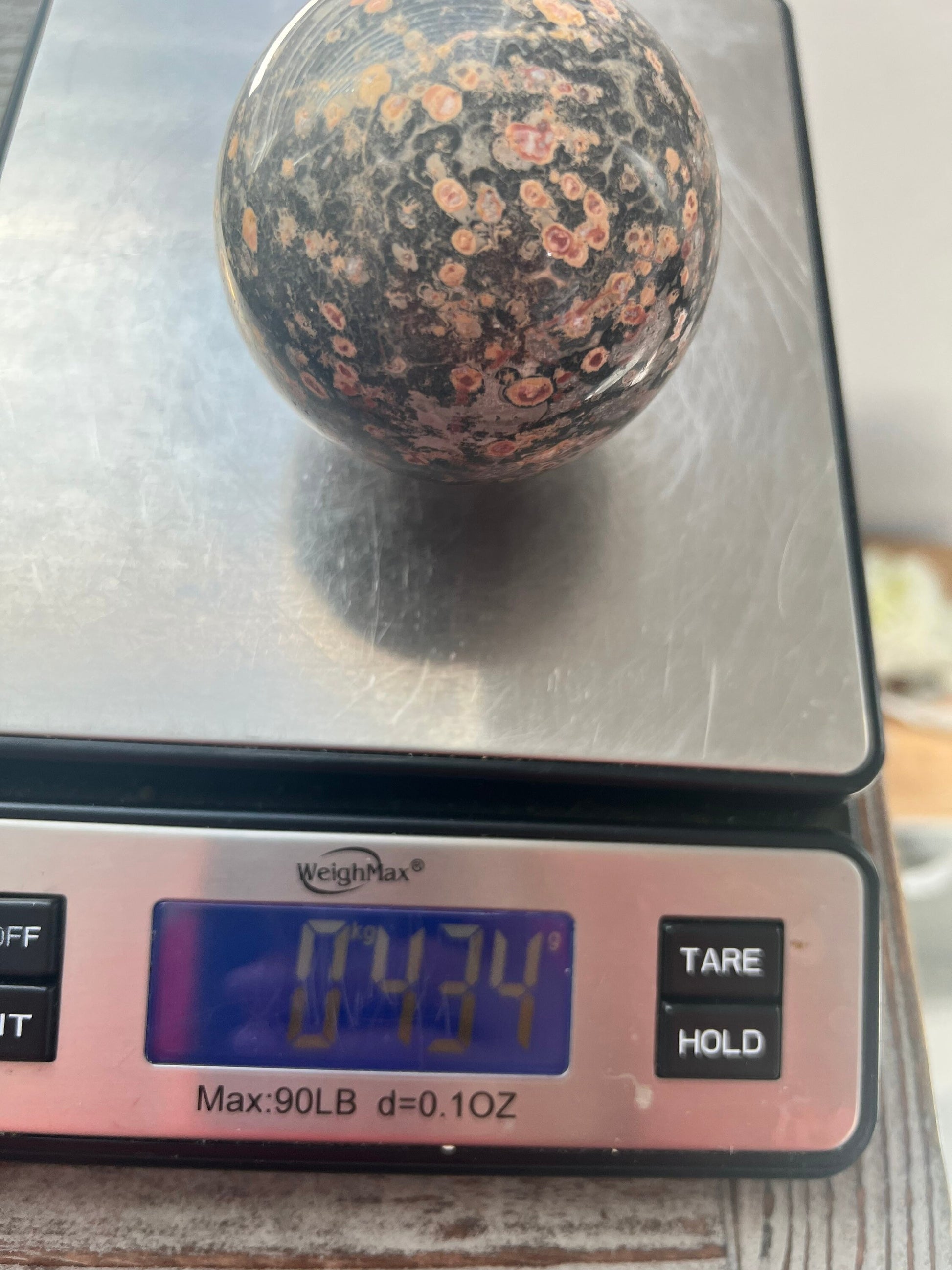 Leopard skin jasper 71mm sphere 434g