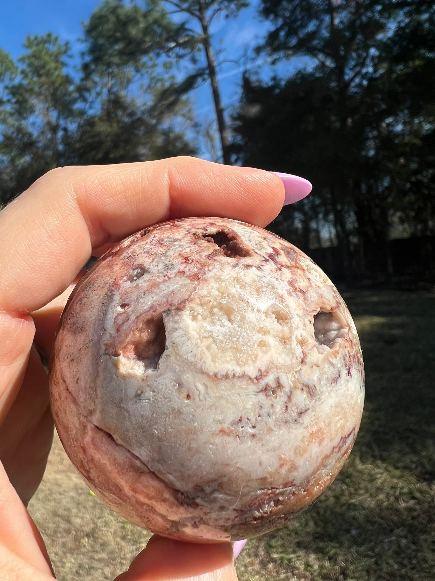 Crazy lace agate sphere 60mm 282g