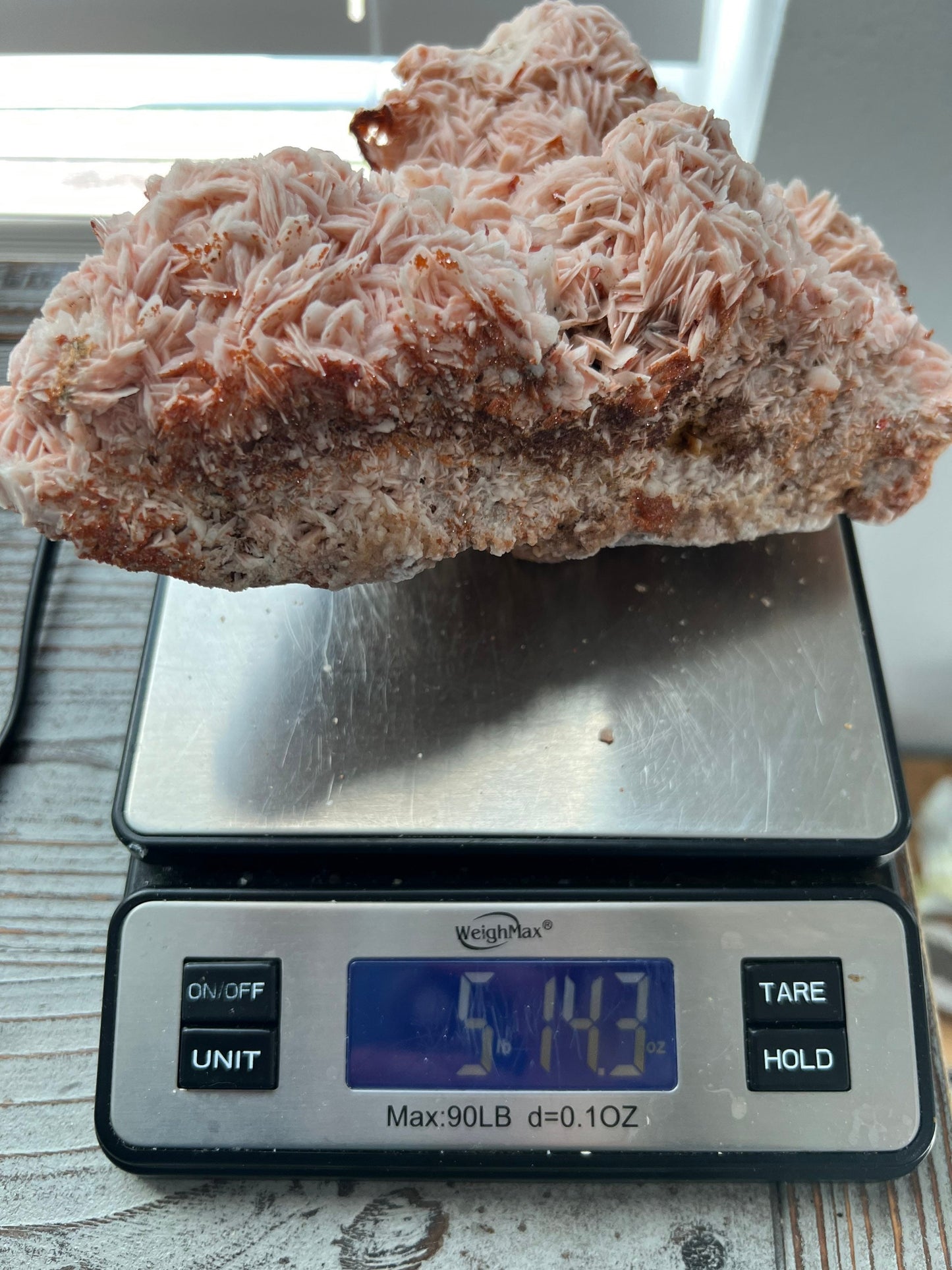 Vanadinite crystals on Baryte 5 pounds 14oz cluster.
