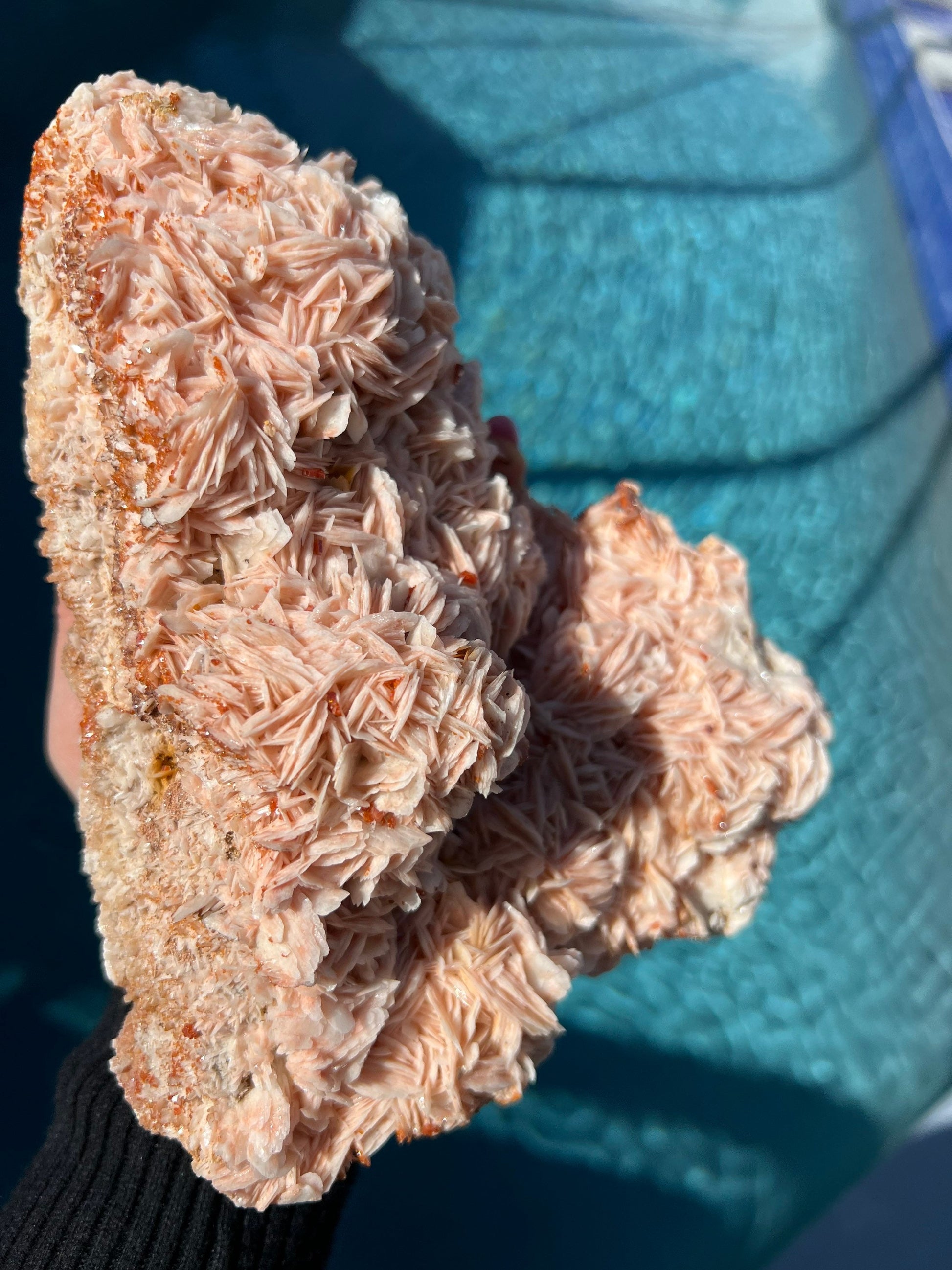 Vanadinite crystals on Baryte 5 pounds 14oz cluster.