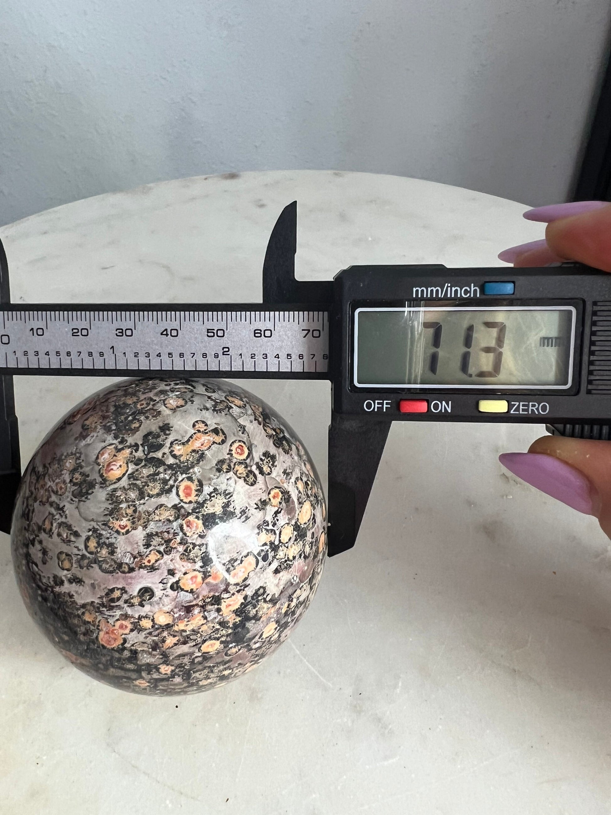 Leopard skin jasper 71mm sphere 434g