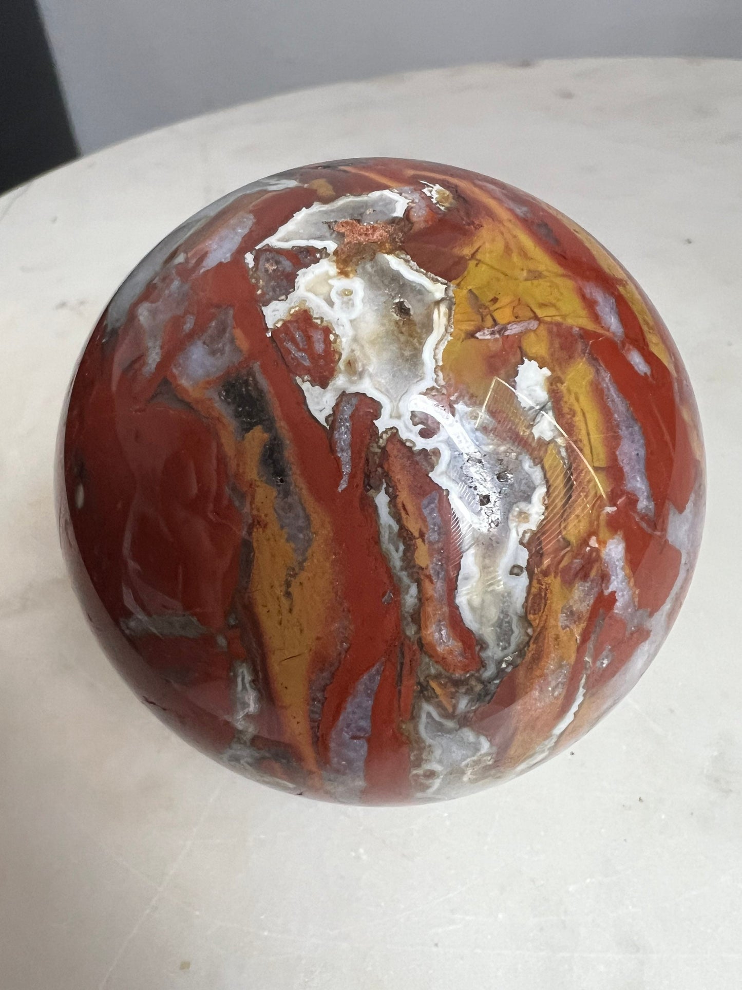 Red warring state agate 68mm sphere 1 pound