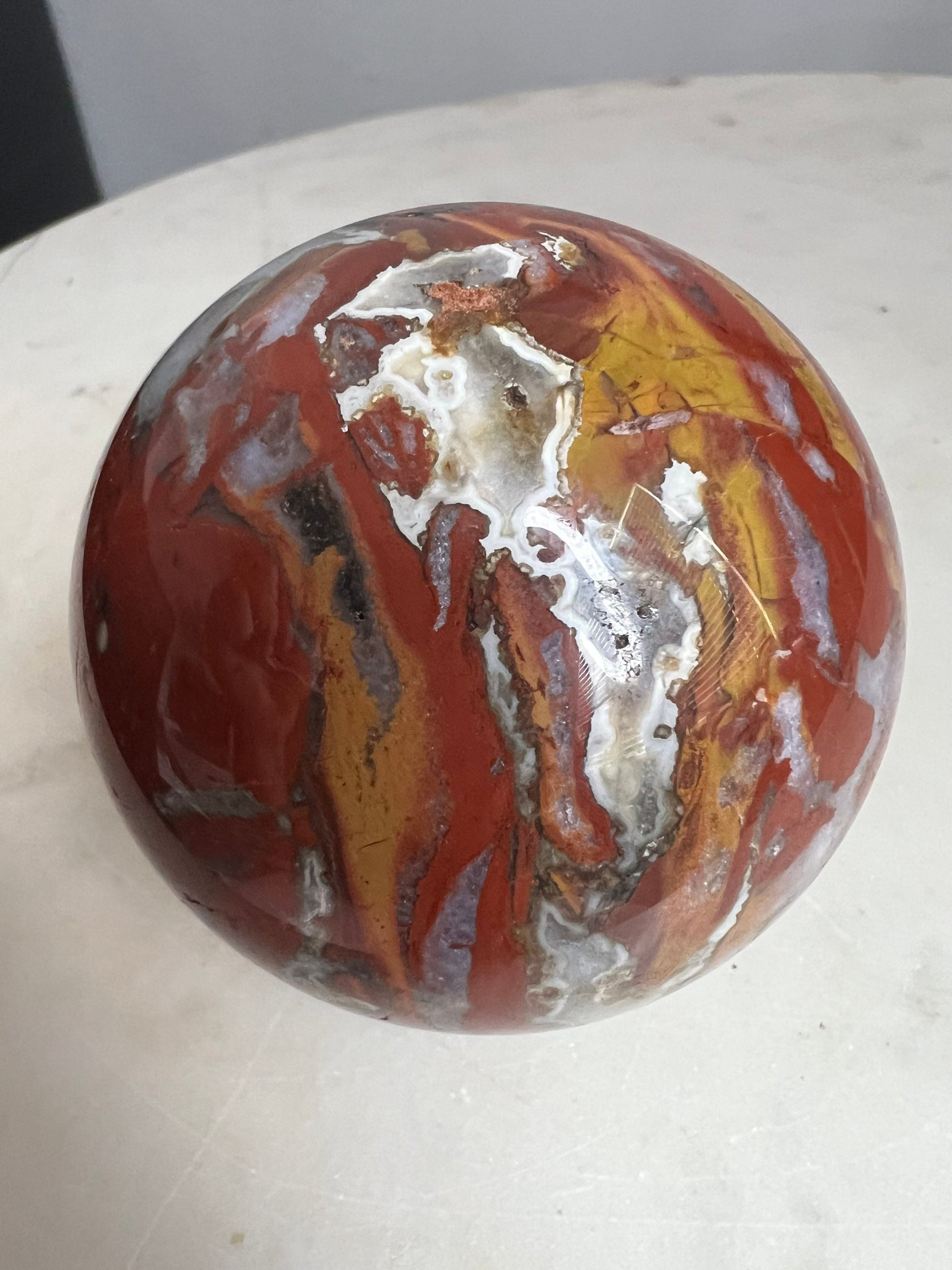 Red warring state agate 68mm sphere 1 pound