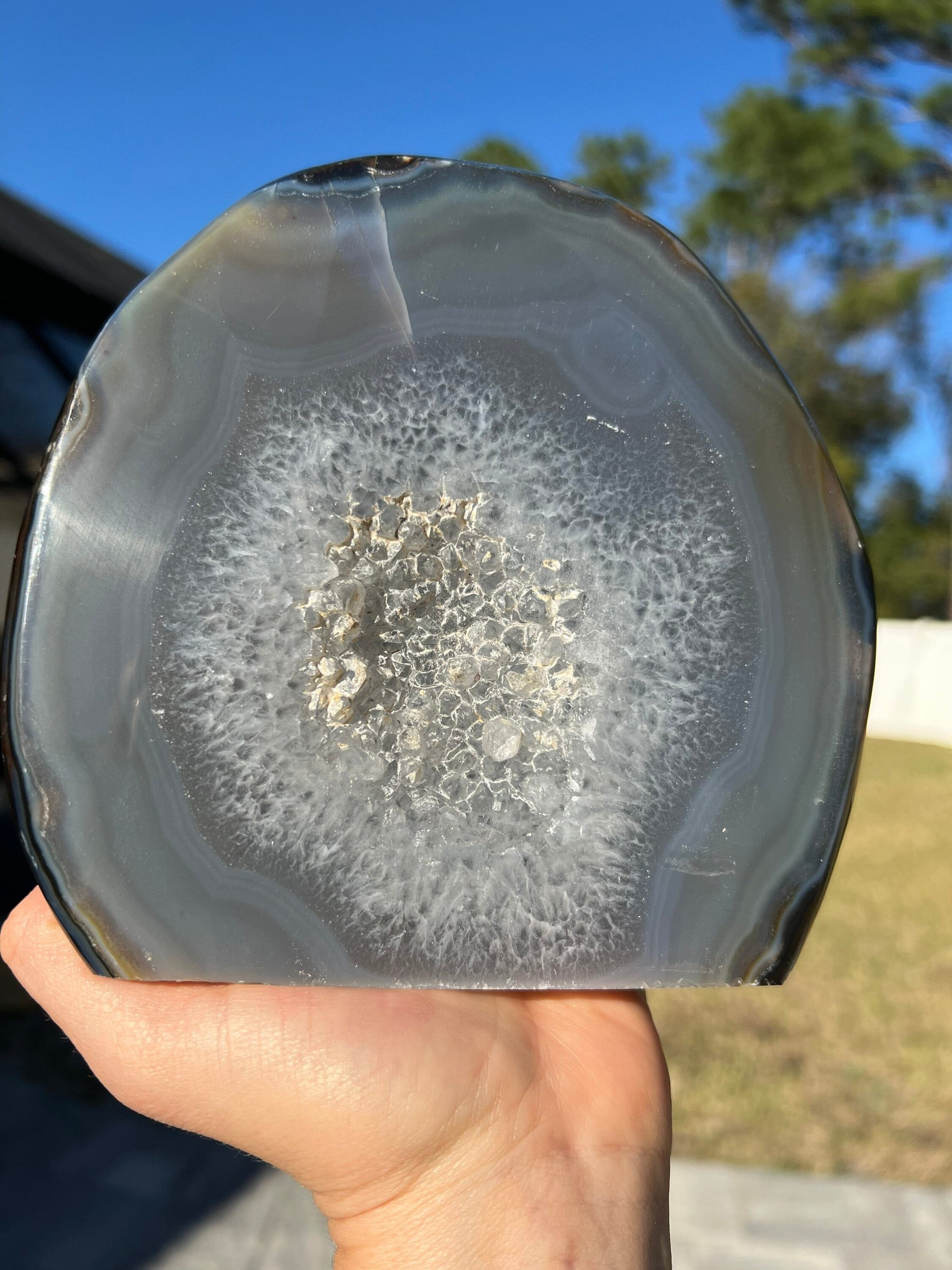 Polished Geode 2 pounds 14oz from Brazil.