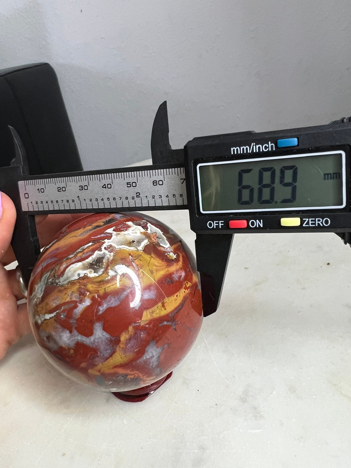 Red warring state agate 68mm sphere 1 pound