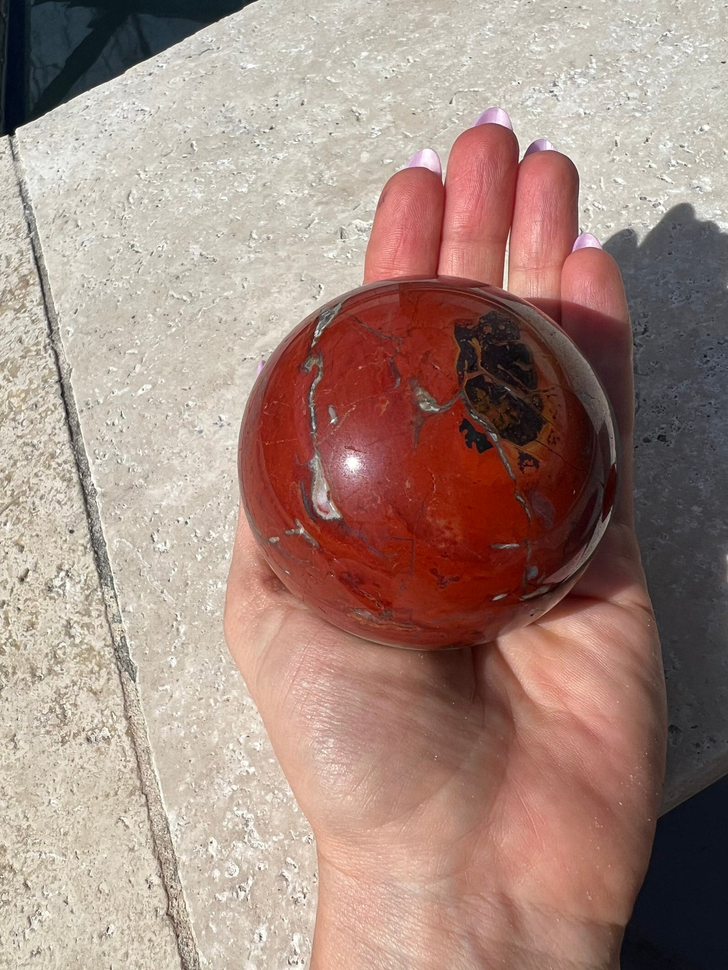 Red warring state agate 68mm sphere 1 pound