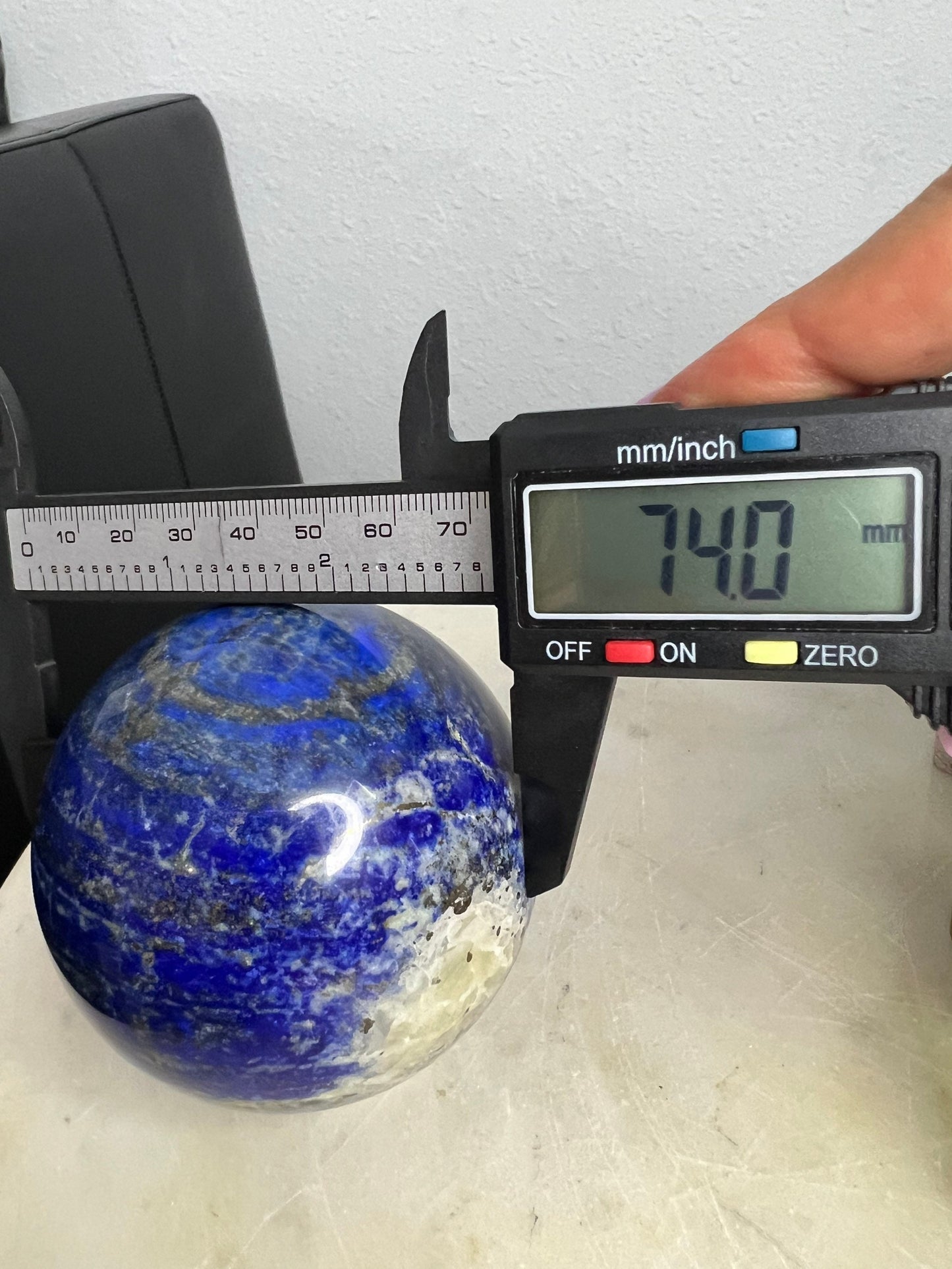 Natural lapis lazuli 74mm sphere 1 pound 7oz