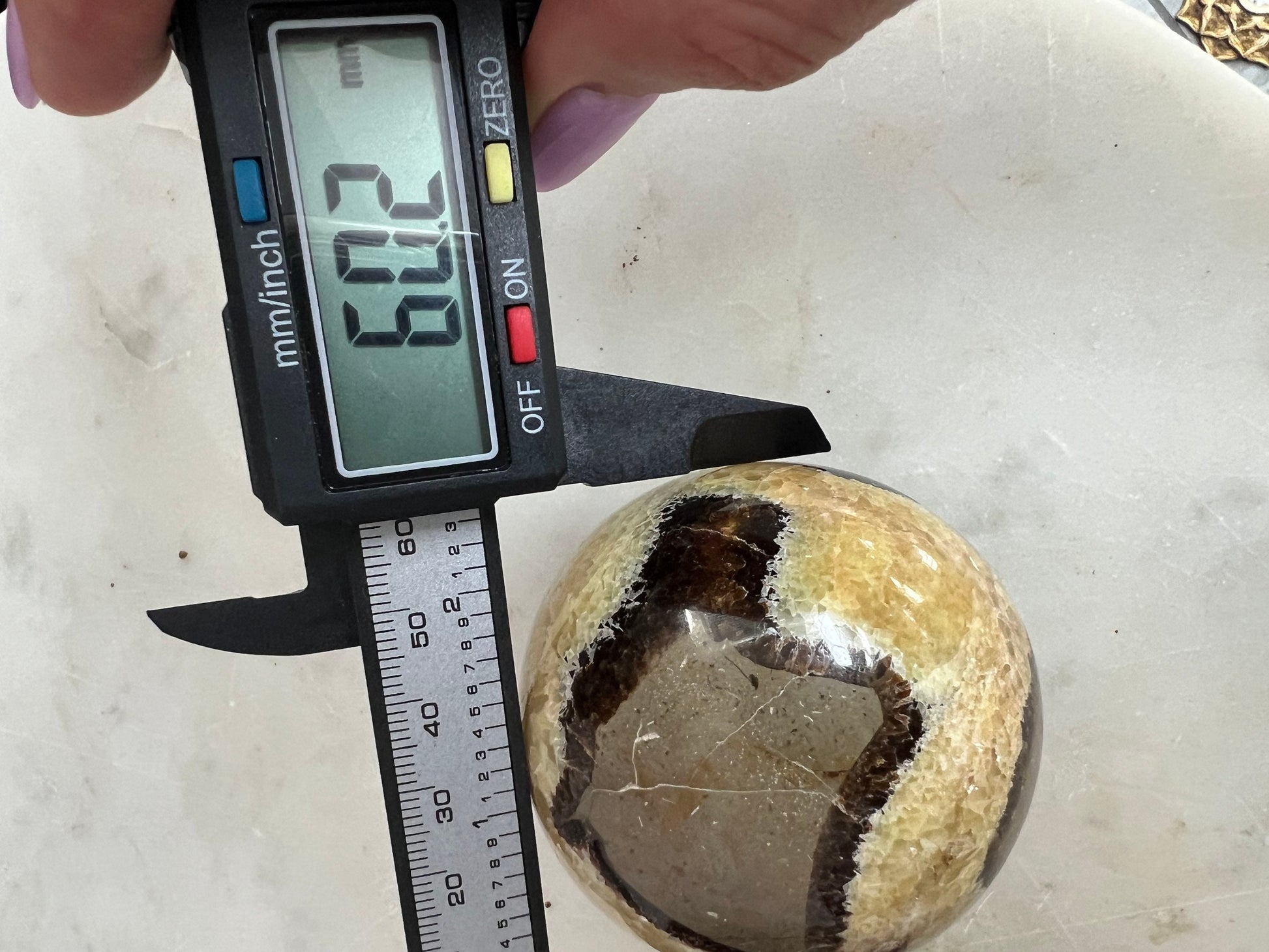 Septarian sphere and half raw cluster. 1 pound 13oz
