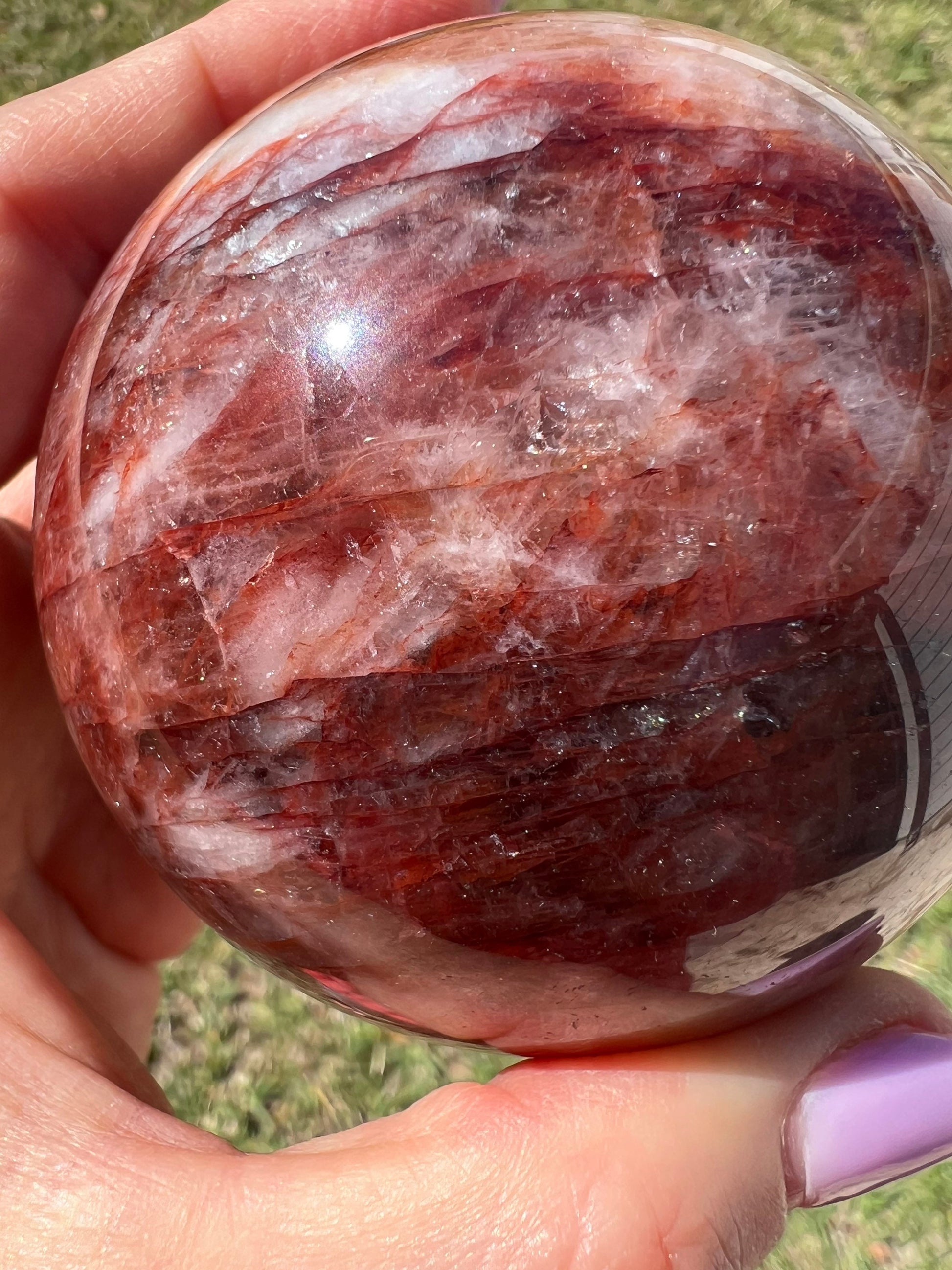 Fire Quartz sphere 1 pound 6oz and 76mm