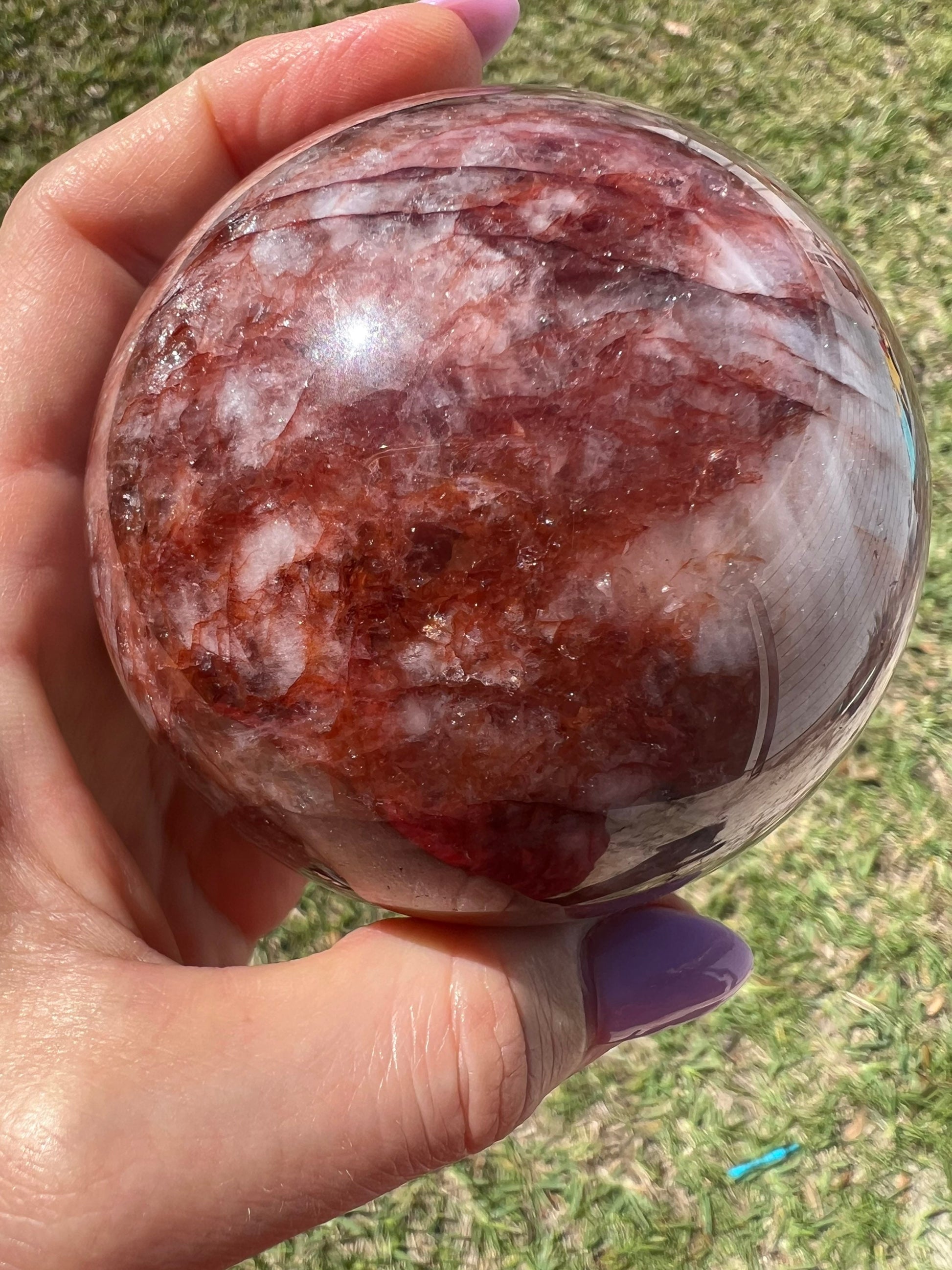Fire Quartz sphere 1 pound 6oz and 76mm