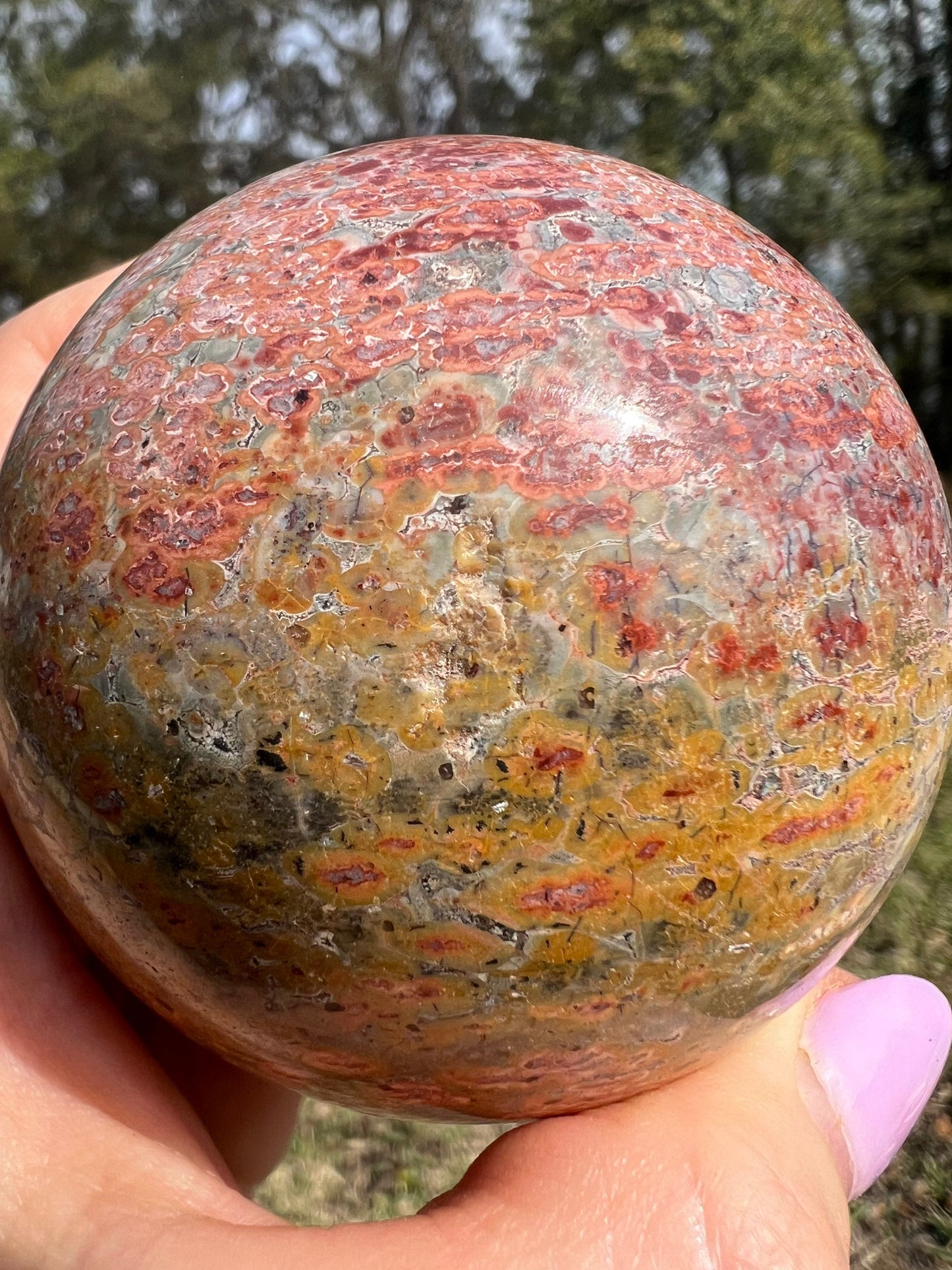Leopard skin jasper 70mm sphere 428g
