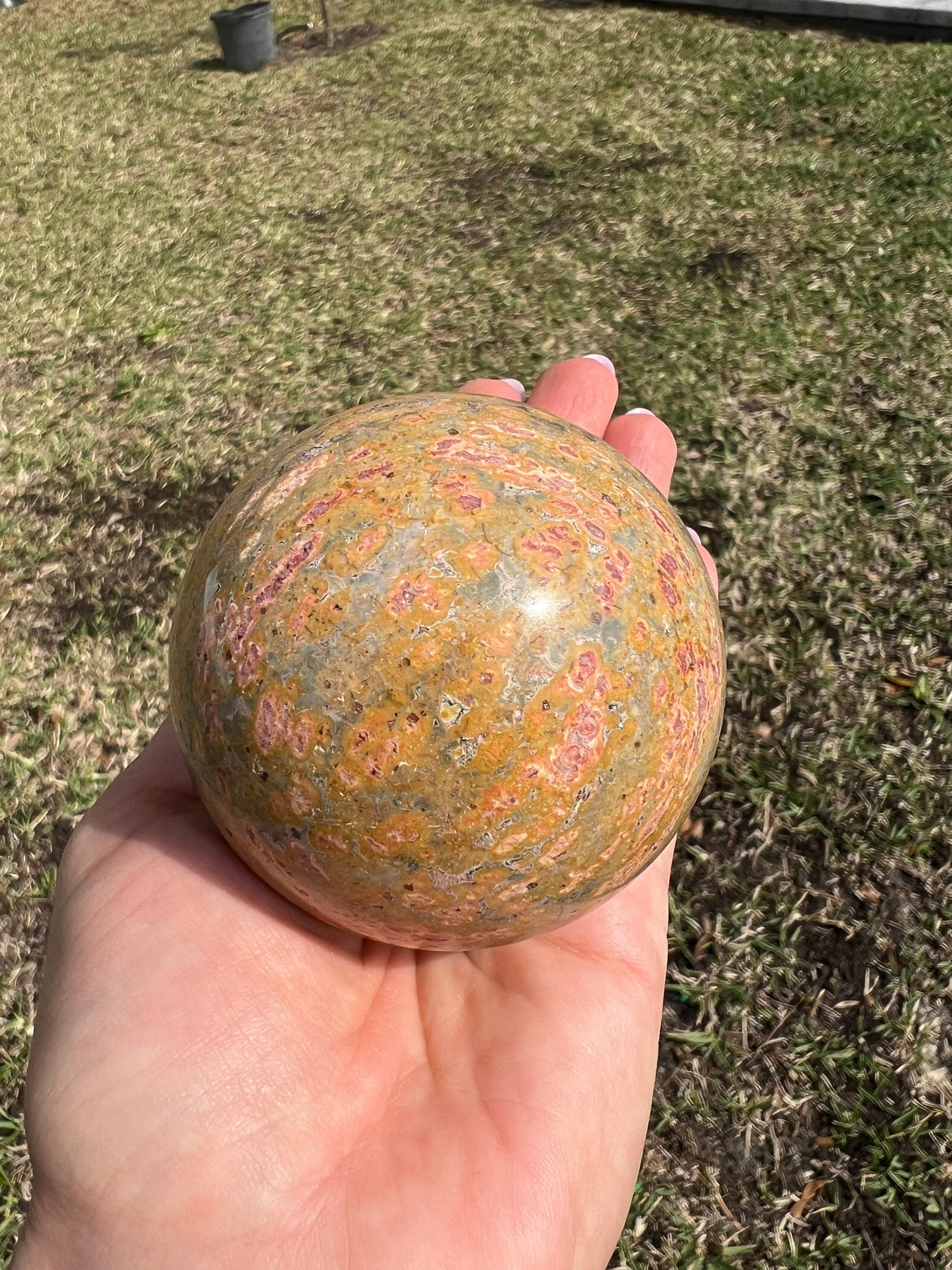 Leopard skin jasper 70mm sphere 428g