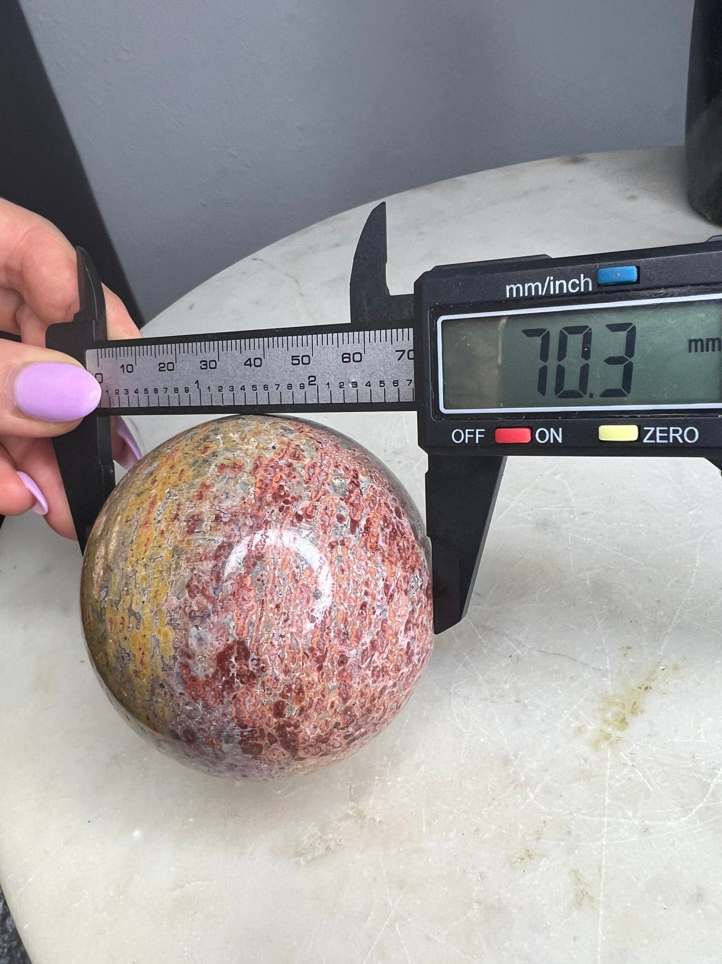 Leopard skin jasper 70mm sphere 428g