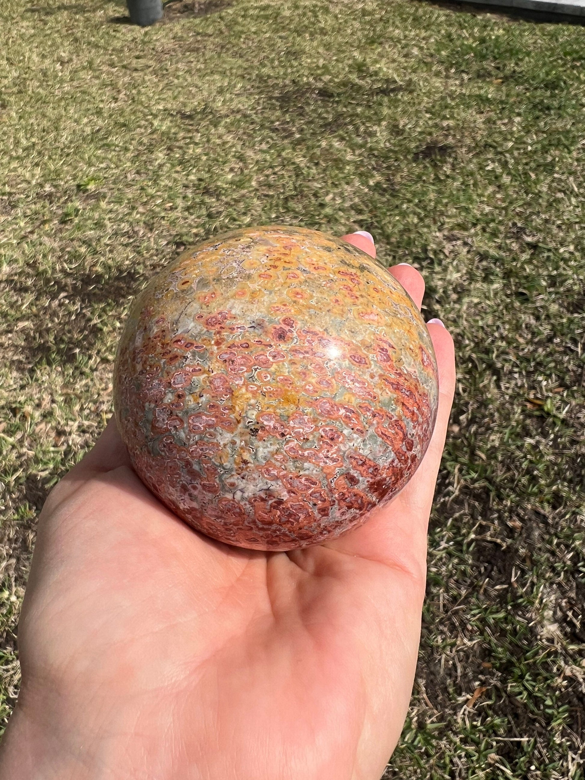 Leopard skin jasper 70mm sphere 428g