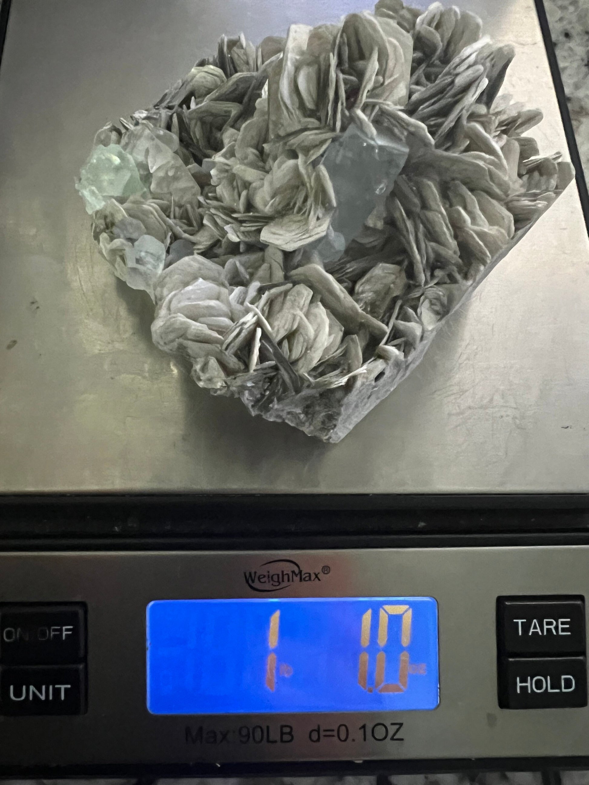 Aquamarine on muscovite cluster 1pound 1oz