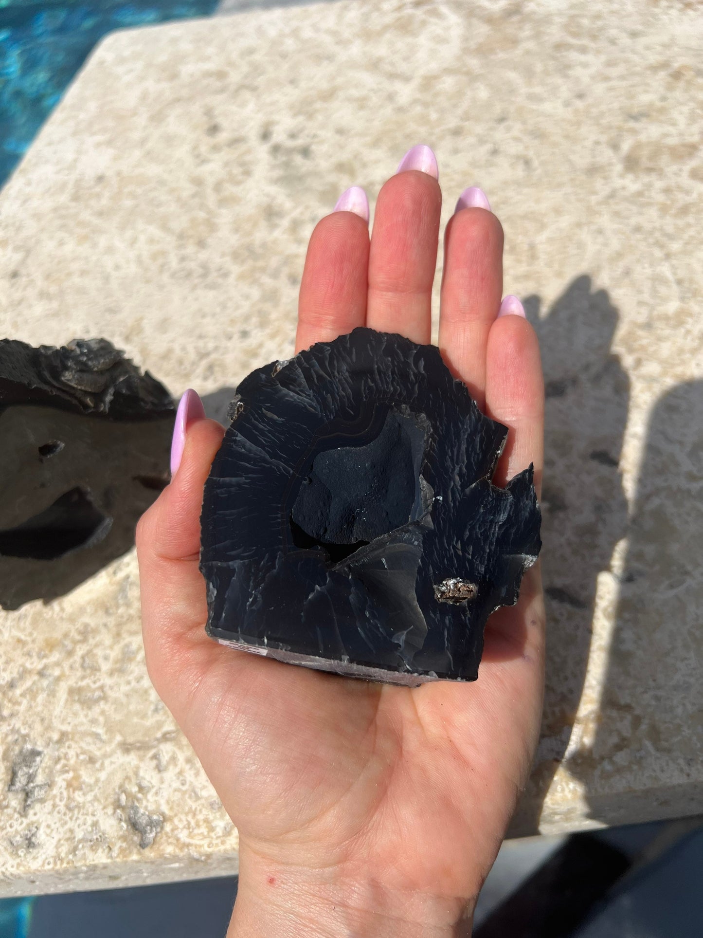 2 matching black geode. Total weight 1 pound 5oz