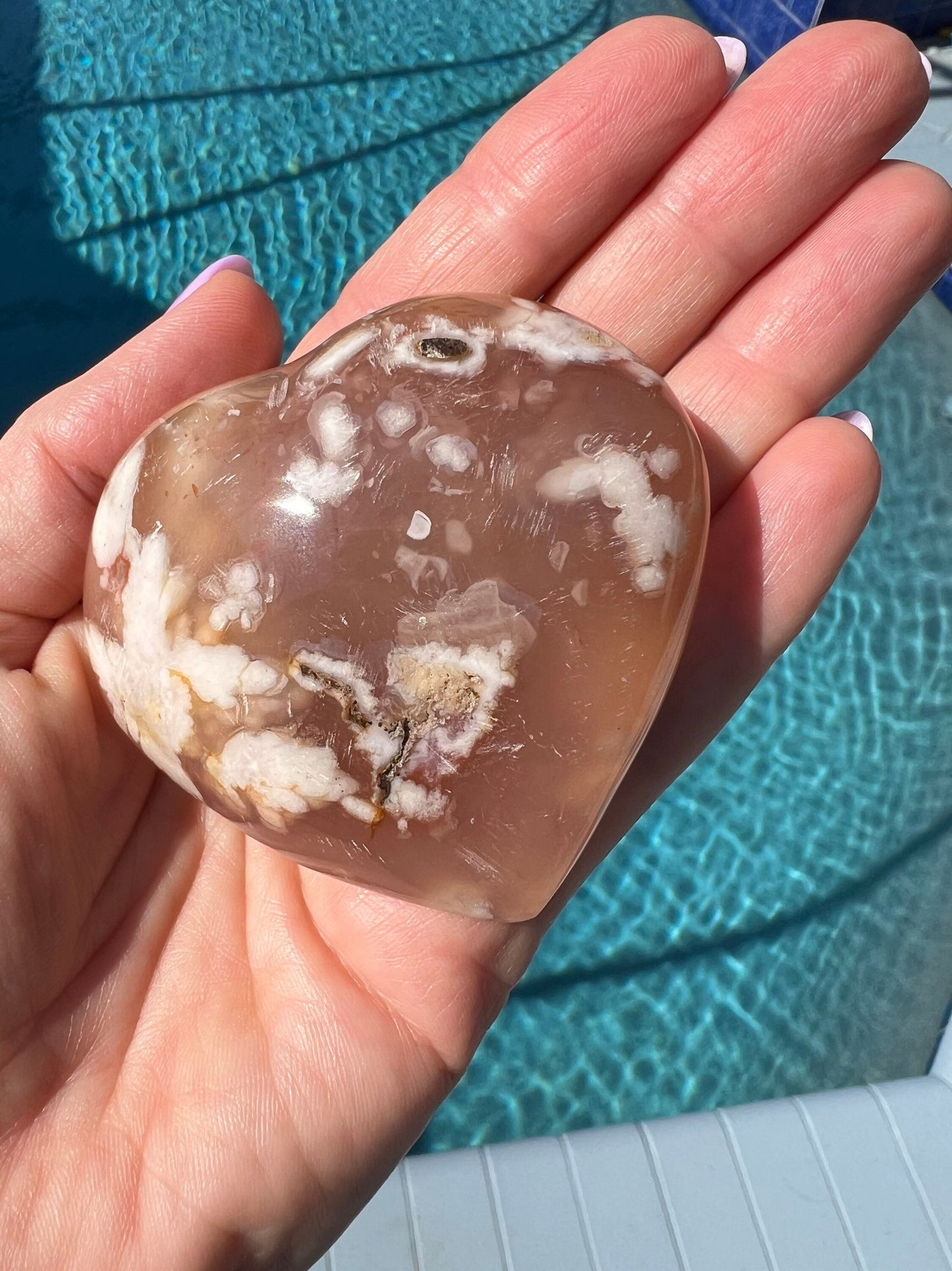 Flower agate heart 140grams