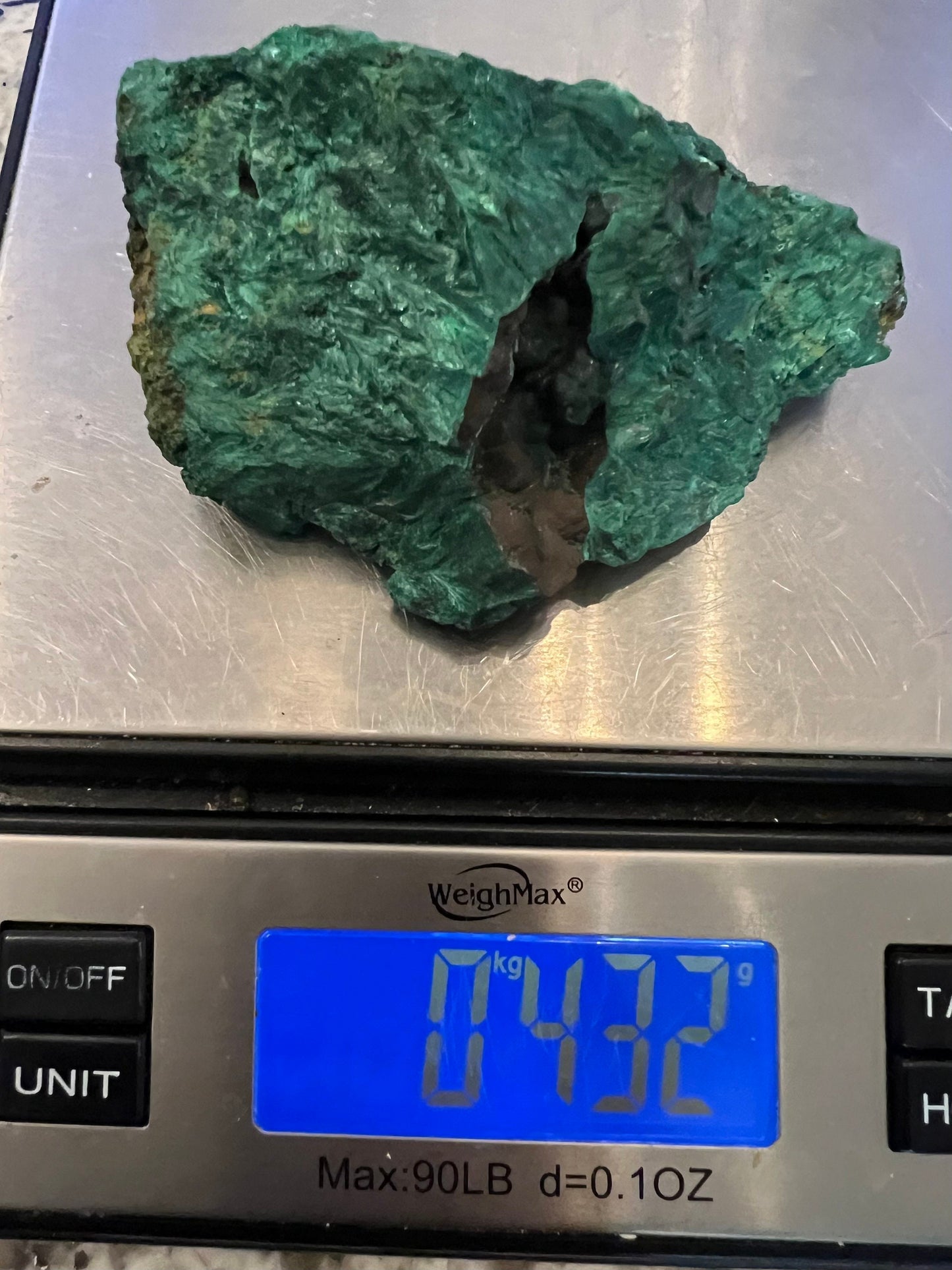 Rough natural malachite 432grams