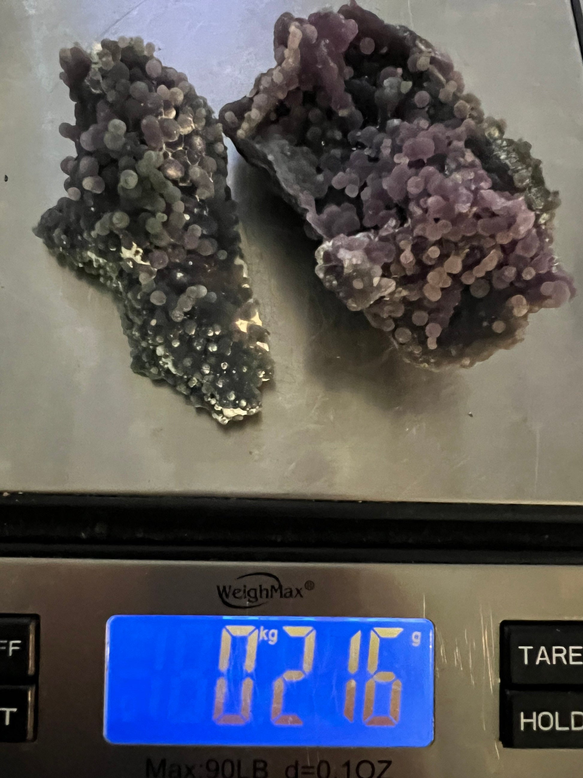 2 Grape agate cluster total Weight 216grams.